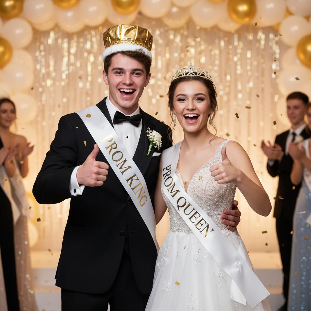Anderson's Golden Grandeur Prom Royalty Sets, Gold Tiara, Crown, Prom Coronation Accessories - Image 7