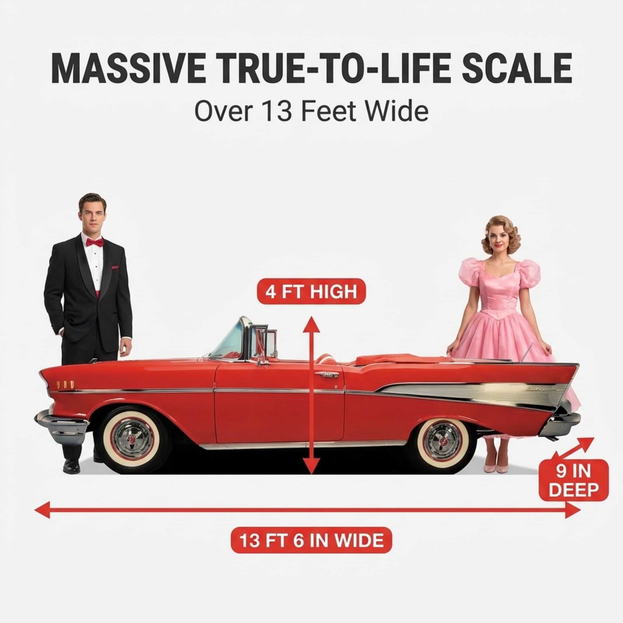 Anderson's Good Times Bel Air Car Kit Cardboard Cutout, 4 Feet x 13 Feet and 6 Inches x 9 Inches - Image 2