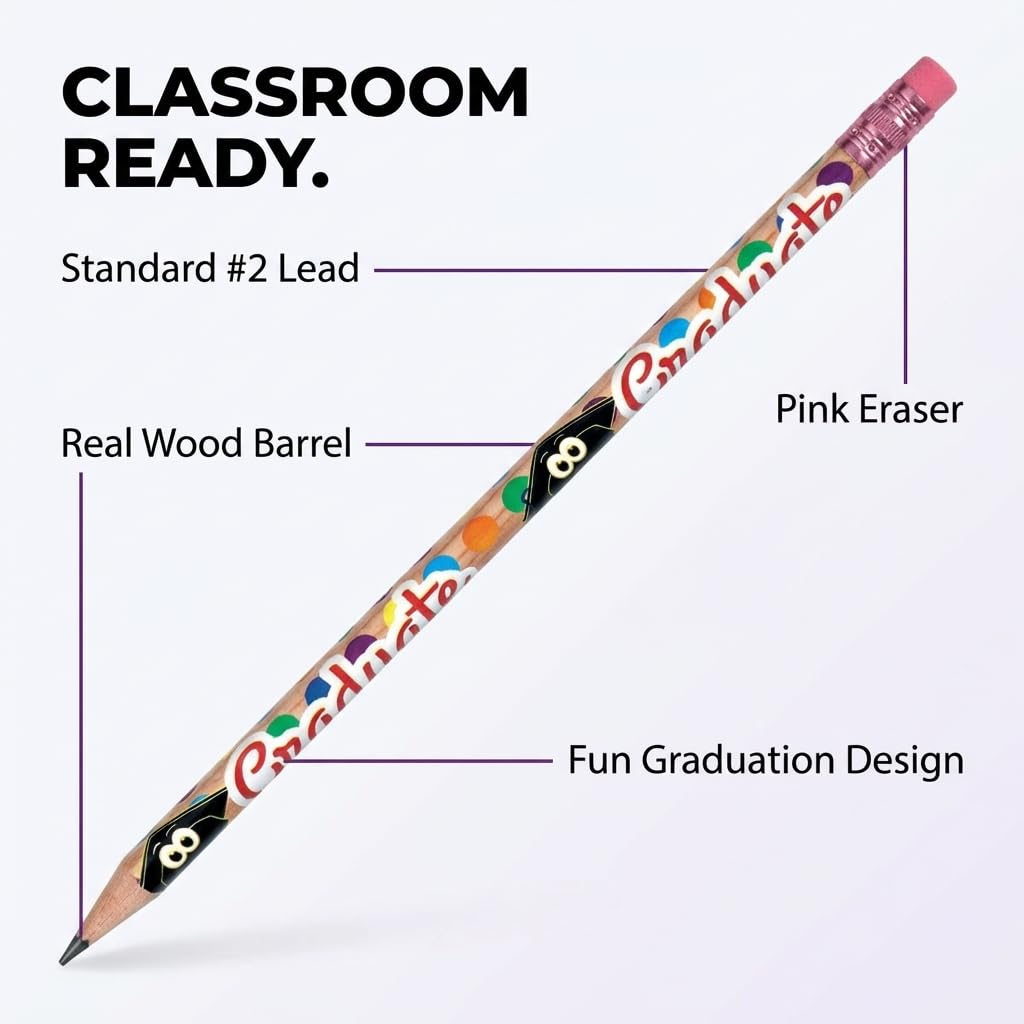 Anderson's, Grad Cap Polka Dots Pencils, Set of 100, School Pencils, Student Awards, Recognition - Image 3