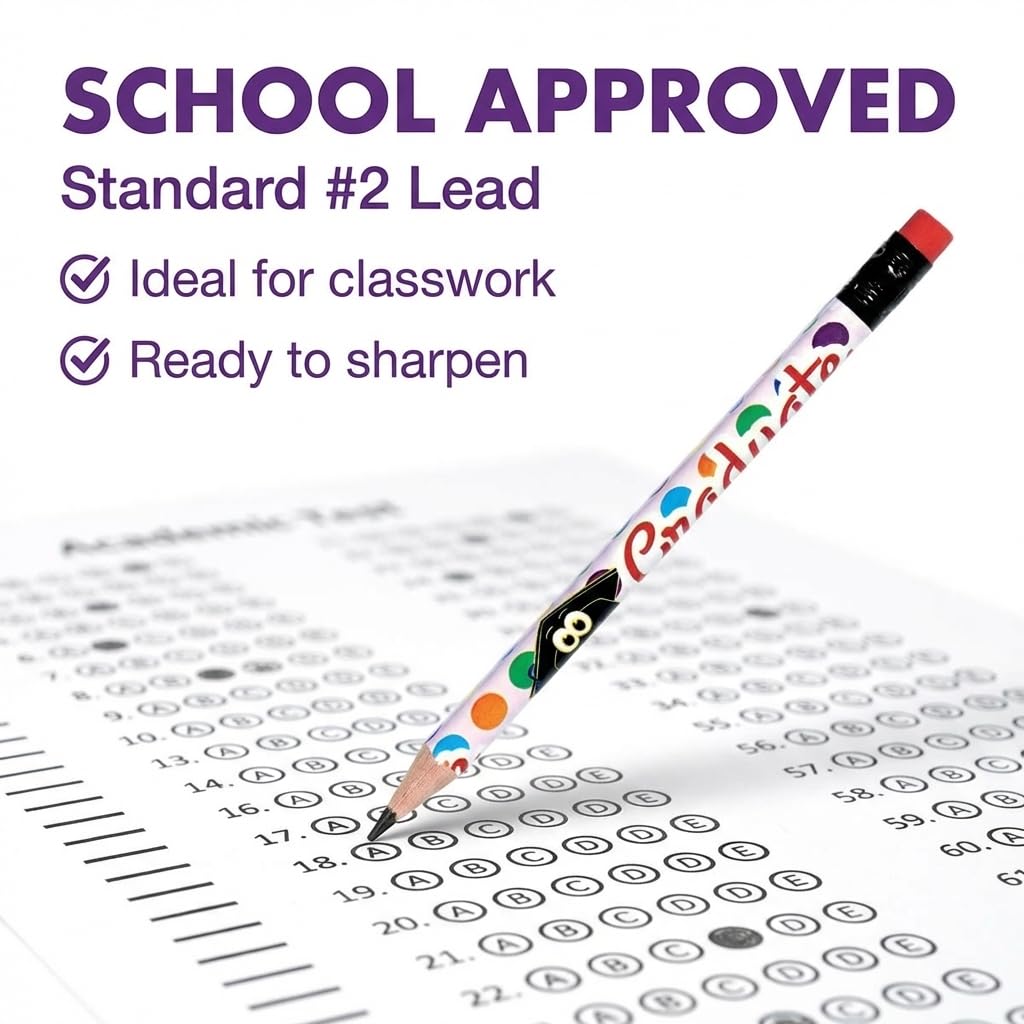 Anderson's, Grad Cap Polka Dots Pencils, Set of 100, School Pencils, Student Awards, Recognition - Image 4