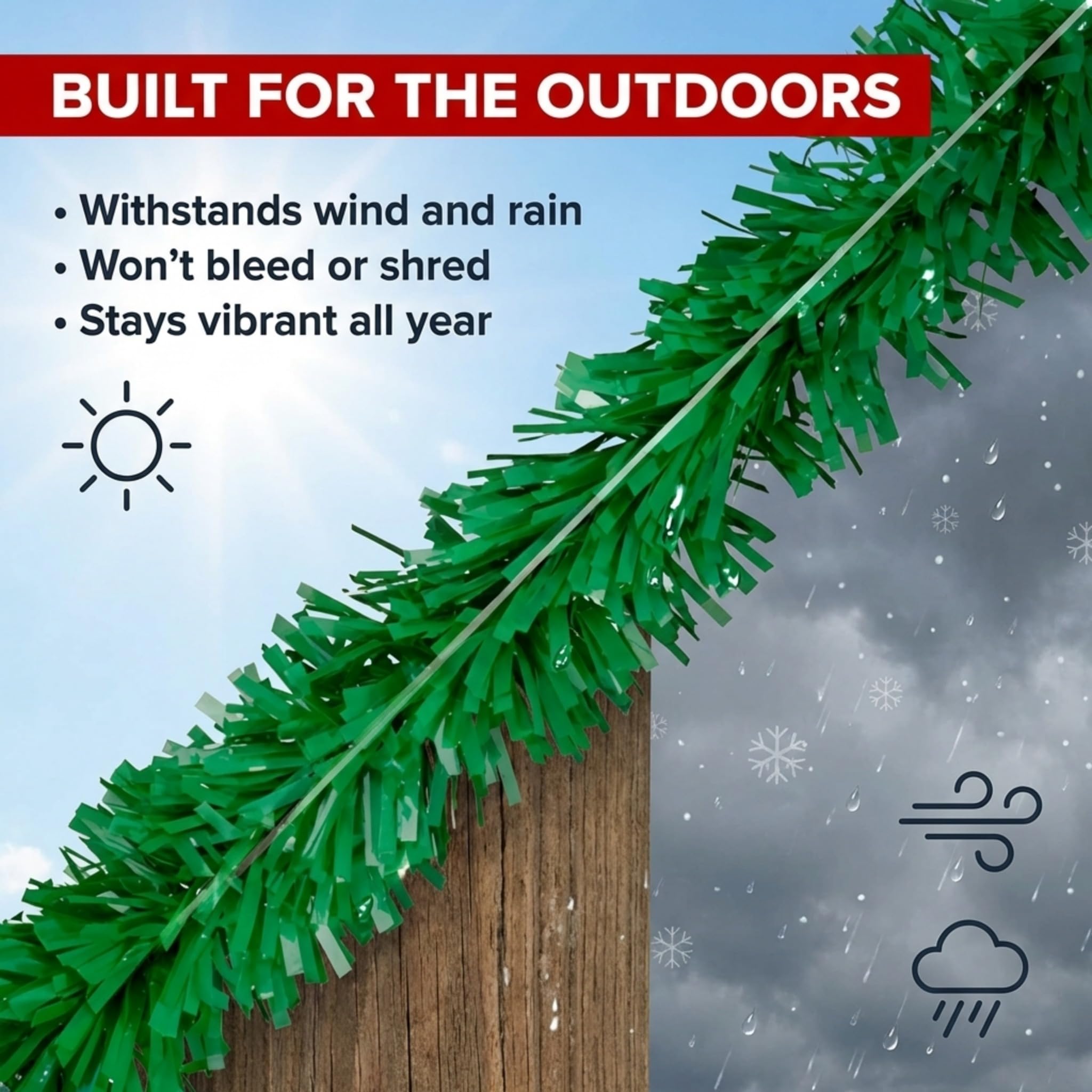 Anderson's Grass Green Vinyl Twist Garland - 4 Inches x 25 Foot Roll, Parade Float Decorations for Trailer Or Golf Cart, Christmas Garland Décor for Home and Party - Image 5