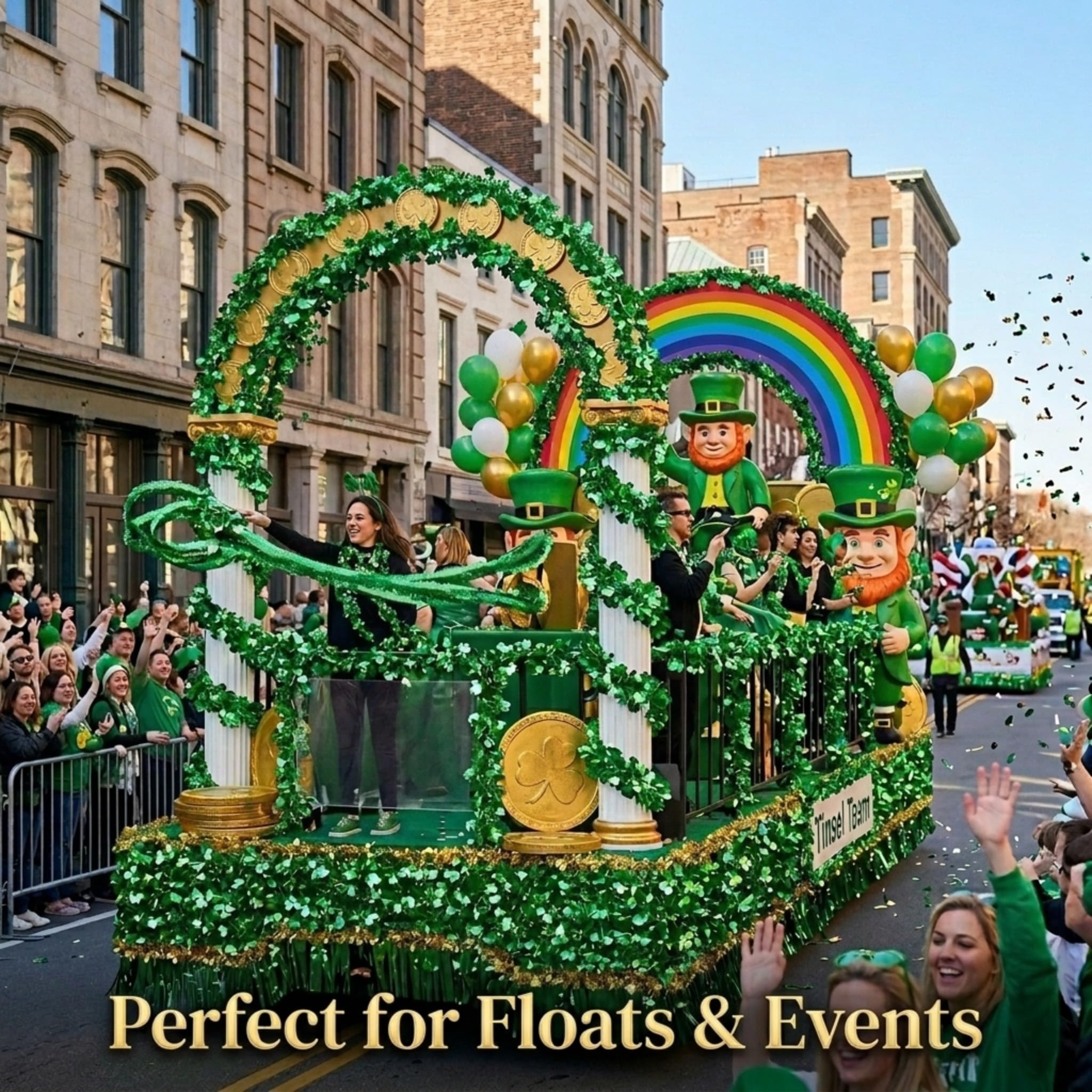 Anderson's Green Metallic Petal Festooning, 4 Inches x 24 Feet, Pack of 2 - Image 4