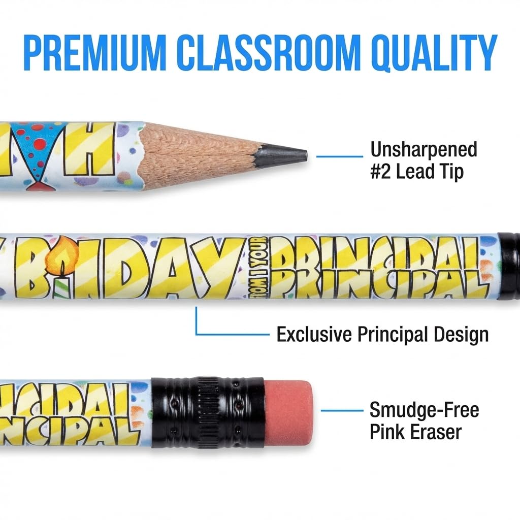 Anderson's, Happy Birthday from Your Principal Hats Pencils, Set of 100, Birthday Gifts, Keepsakes, Giveaways - Image 4
