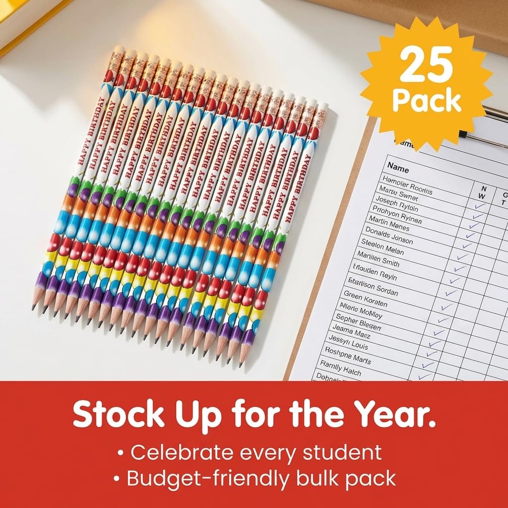 Anderson's Happy Birthday from Your Principal Pencils, Student Gifts, 25 Pack - Image 3