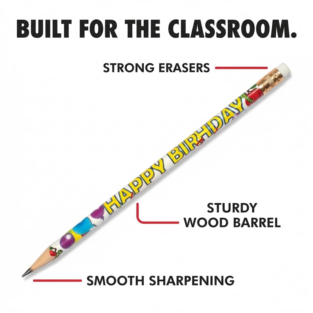 Anderson's Happy Birthday from Your Teacher Pencils, Student Gifts, 25 Pack - Image 4