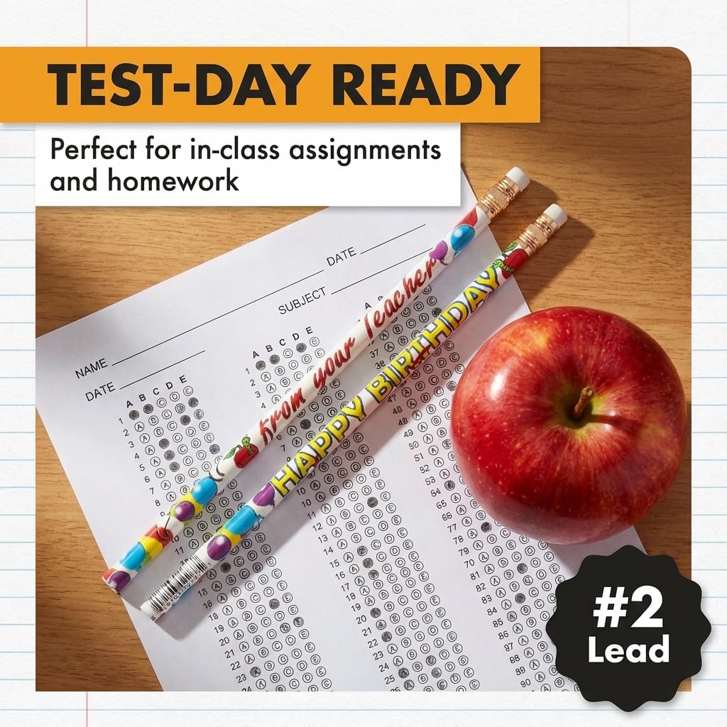 Anderson's Happy Birthday from Your Teacher Pencils, Student Gifts, 25 Pack - Image 5