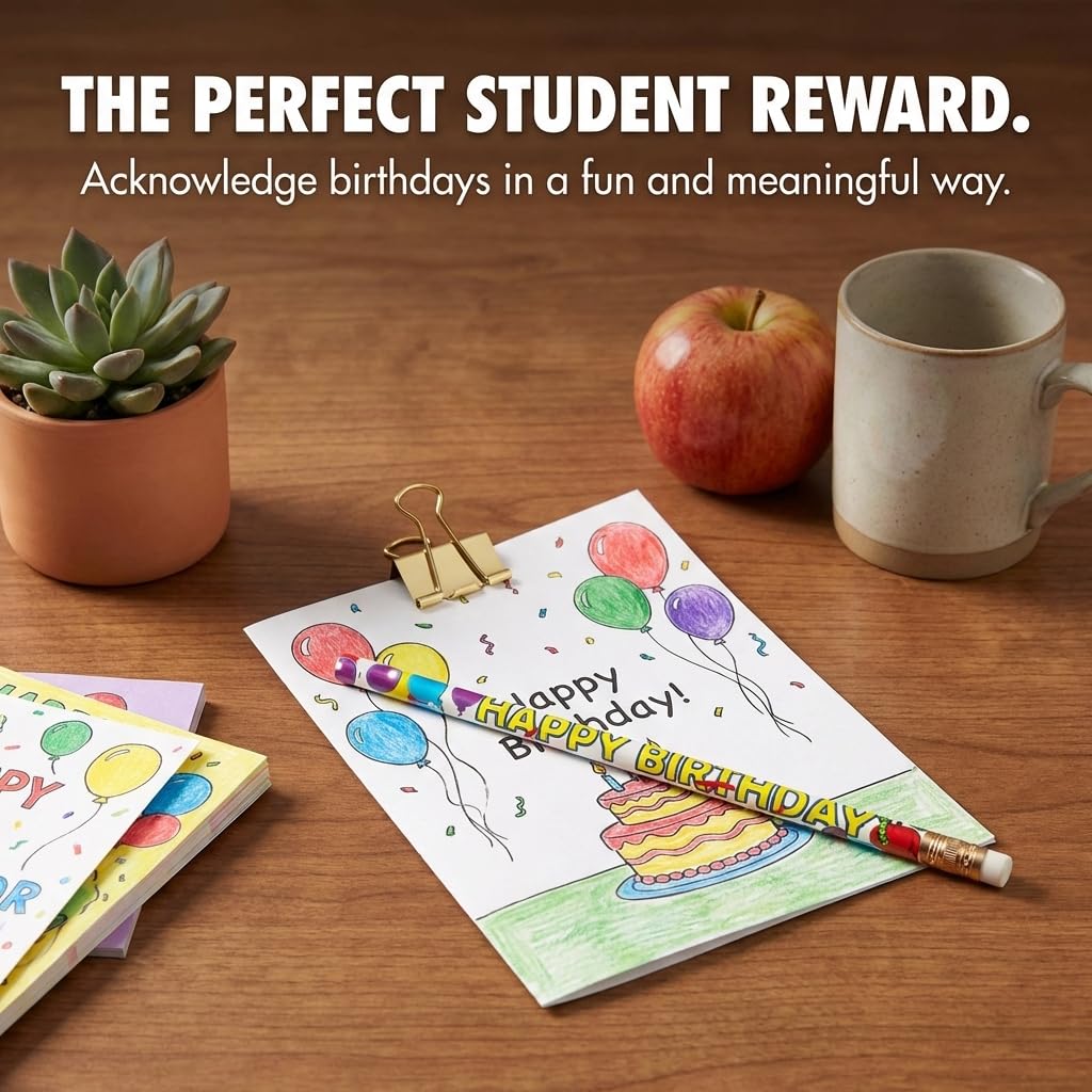 Anderson's Happy Birthday from Your Teacher Pencils, Student Gifts, 25 Pack - Image 6
