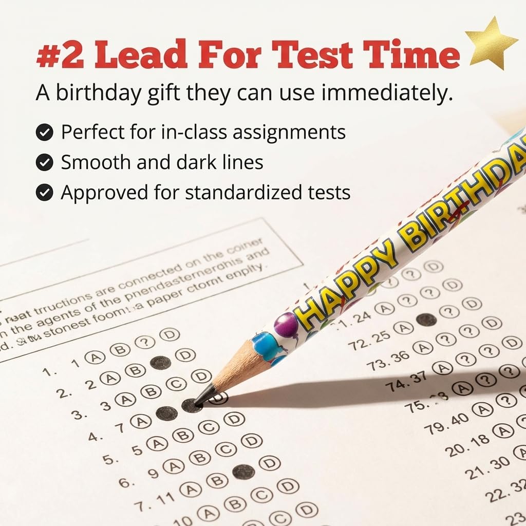 Anderson's Happy Birthday from Your Teacher Pencils, Student Gifts, 25 Pack - Image 7