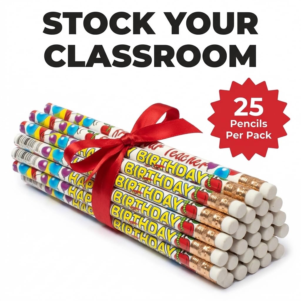 Anderson's Happy Birthday from Your Teacher Pencils, Student Gifts, 25 Pack - Image 8
