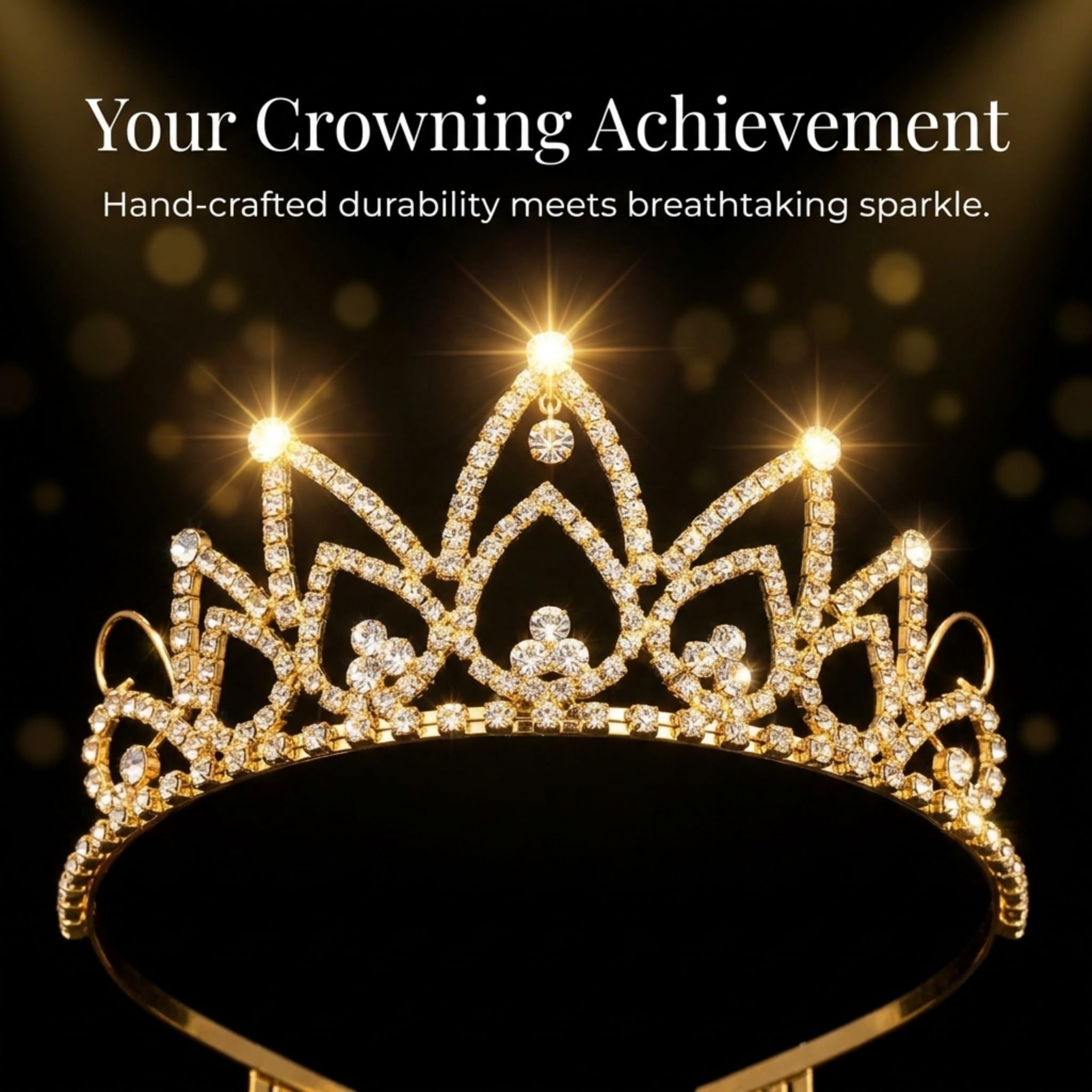 Anderson’s Hazel Rhinestone Tiara, 2 1/2 Inch Gold Metal Crown with Clear Faux Diamonds for Prom, Homecoming Queen, Wedding Bridal Party, Sweet 16, Quinceañera, Birthday, Pageant, Theater Costume Accessory - Image 4