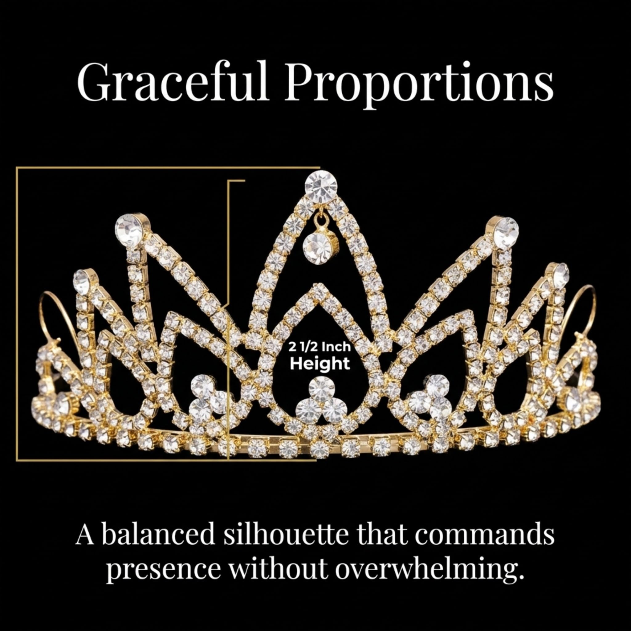 Anderson’s Hazel Rhinestone Tiara, 2 1/2 Inch Gold Metal Crown with Clear Faux Diamonds for Prom, Homecoming Queen, Wedding Bridal Party, Sweet 16, Quinceañera, Birthday, Pageant, Theater Costume Accessory - Image 5