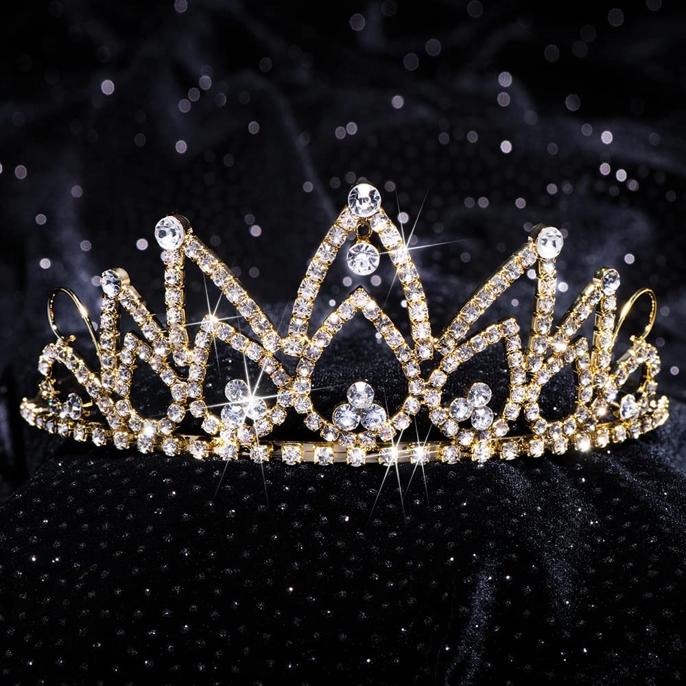 Anderson’s Hazel Rhinestone Tiara, 2 1/2 Inch Gold Metal Crown with Clear Faux Diamonds for Prom, Homecoming Queen, Wedding Bridal Party, Sweet 16, Quinceañera, Birthday, Pageant, Theater Costume Accessory - Image 9