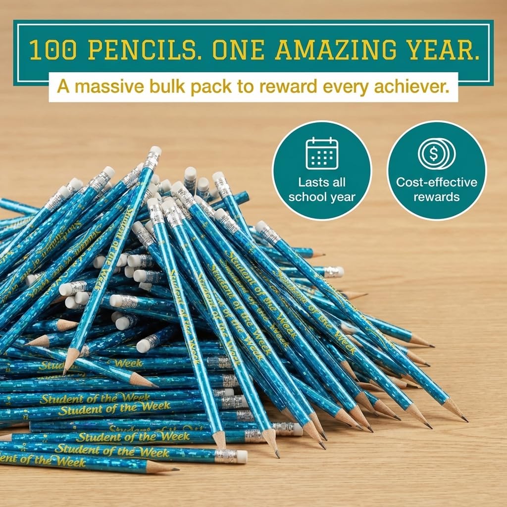 Anderson's, Holographic Student of the Week Pencils, Set of 100, School Pencils, Student Awards, Recognition - Image 3