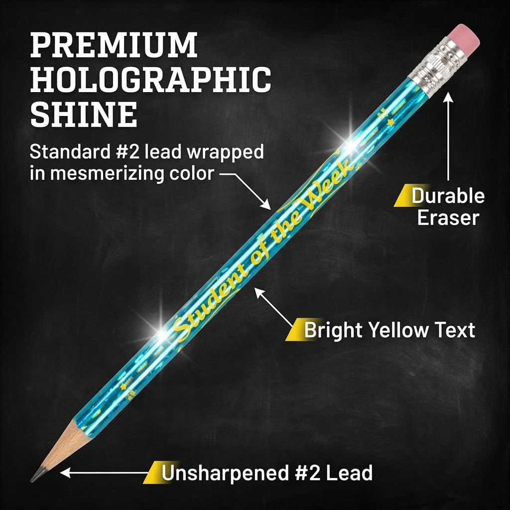Anderson's, Holographic Student of the Week Pencils, Set of 100, School Pencils, Student Awards, Recognition - Image 4