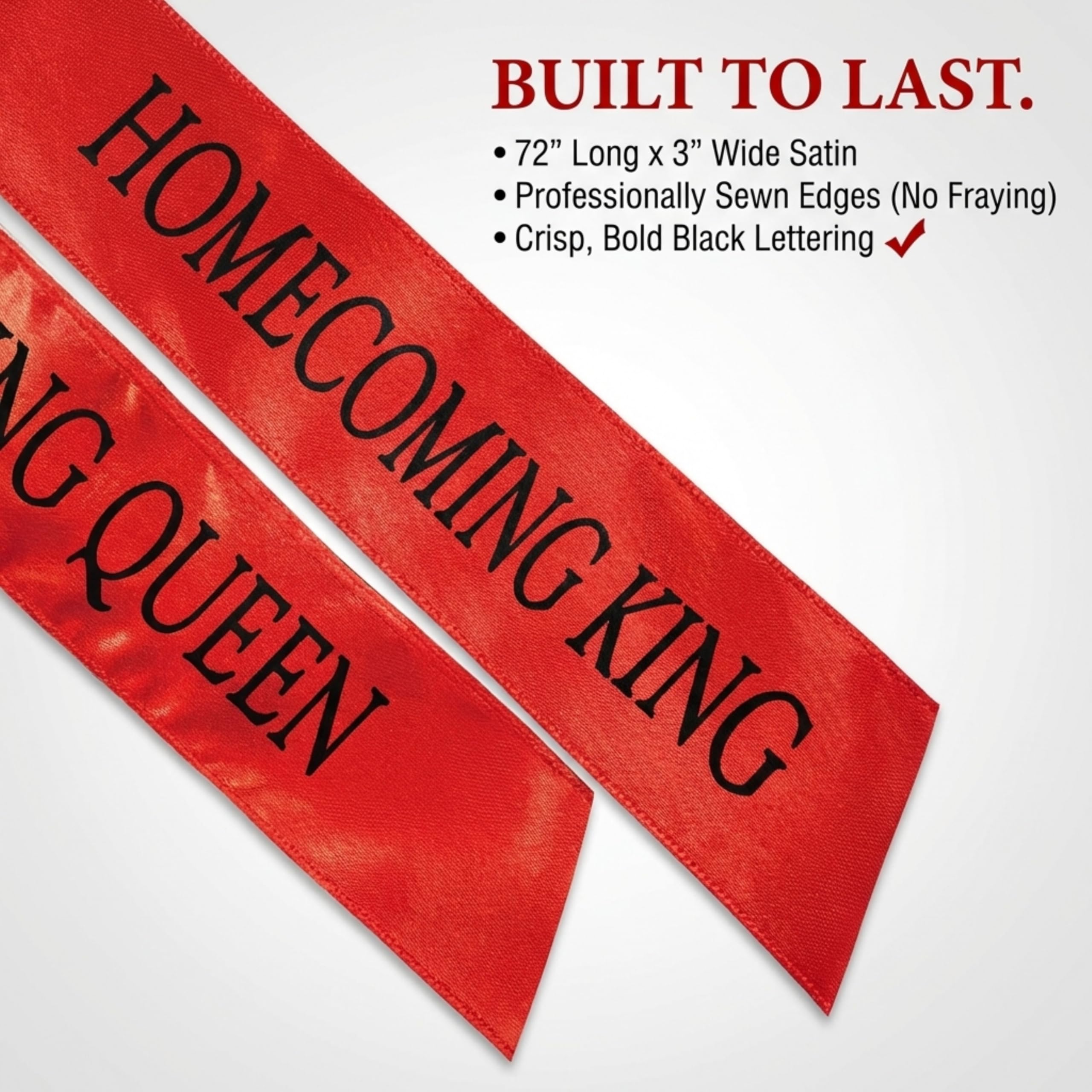 Anderson's Homecoming 2023 Royalty Set with Armande Tiara, Red Crown, Red Sashes, and White Buttons, High School - Image 6