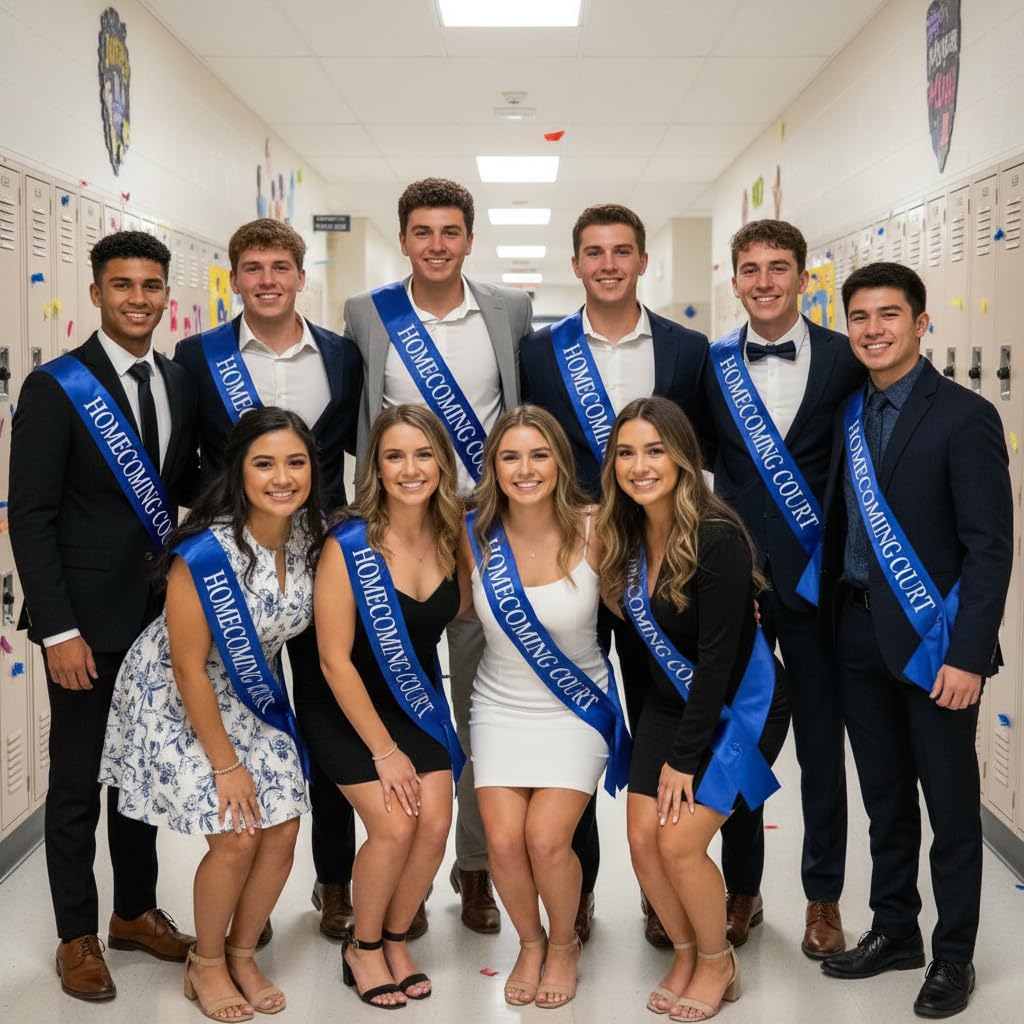Anderson's Homecoming Court 2026 Set with Blue & White Satin Sash, Keepsake Button, High School Sash and Button for Homecoming Court, School Dance, Parade, Costume, Event, 2 Piece Set - Image 5