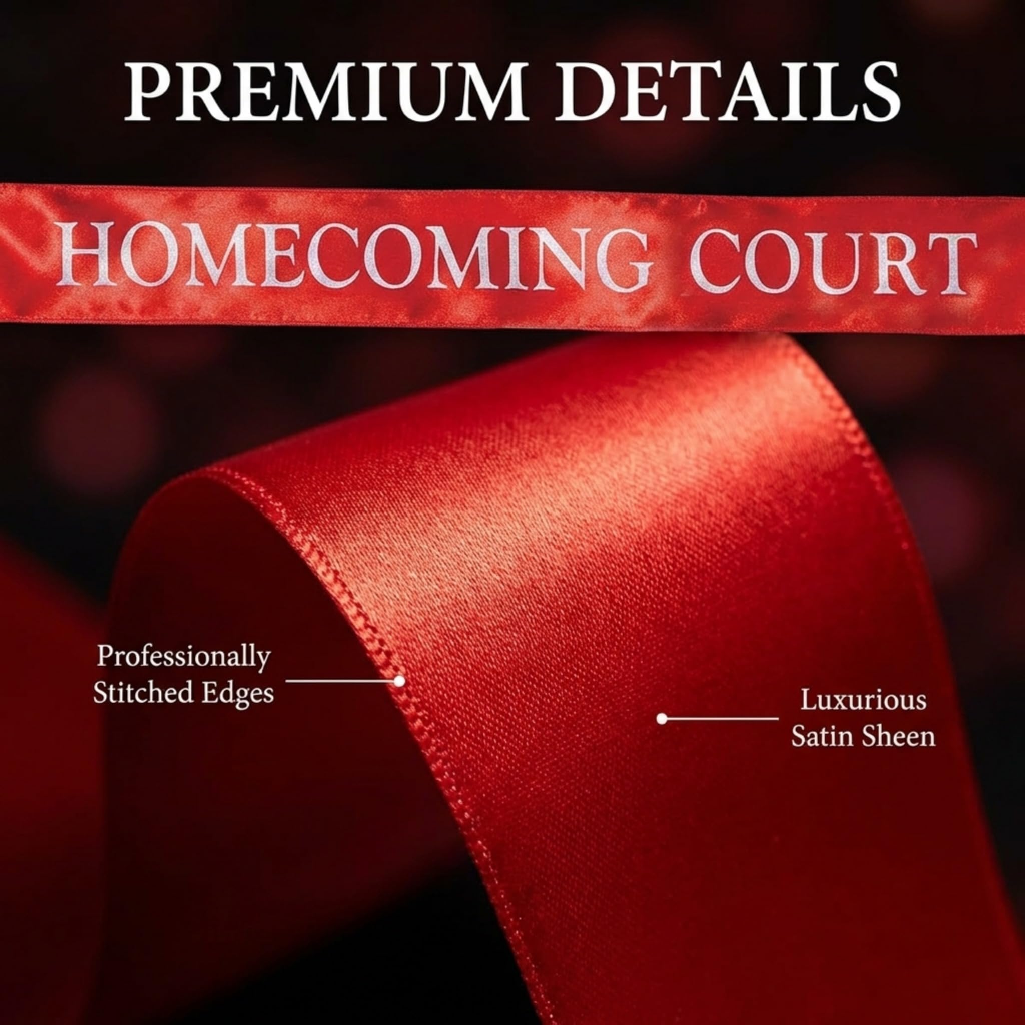 Anderson's Homecoming Court 2026 Set with Red & White Satin Sash, White Keepsake Button, High School Sash and Button for Homecoming Court, School Dance, Parade, Costume, Event, 2 Piece Set - Image 7