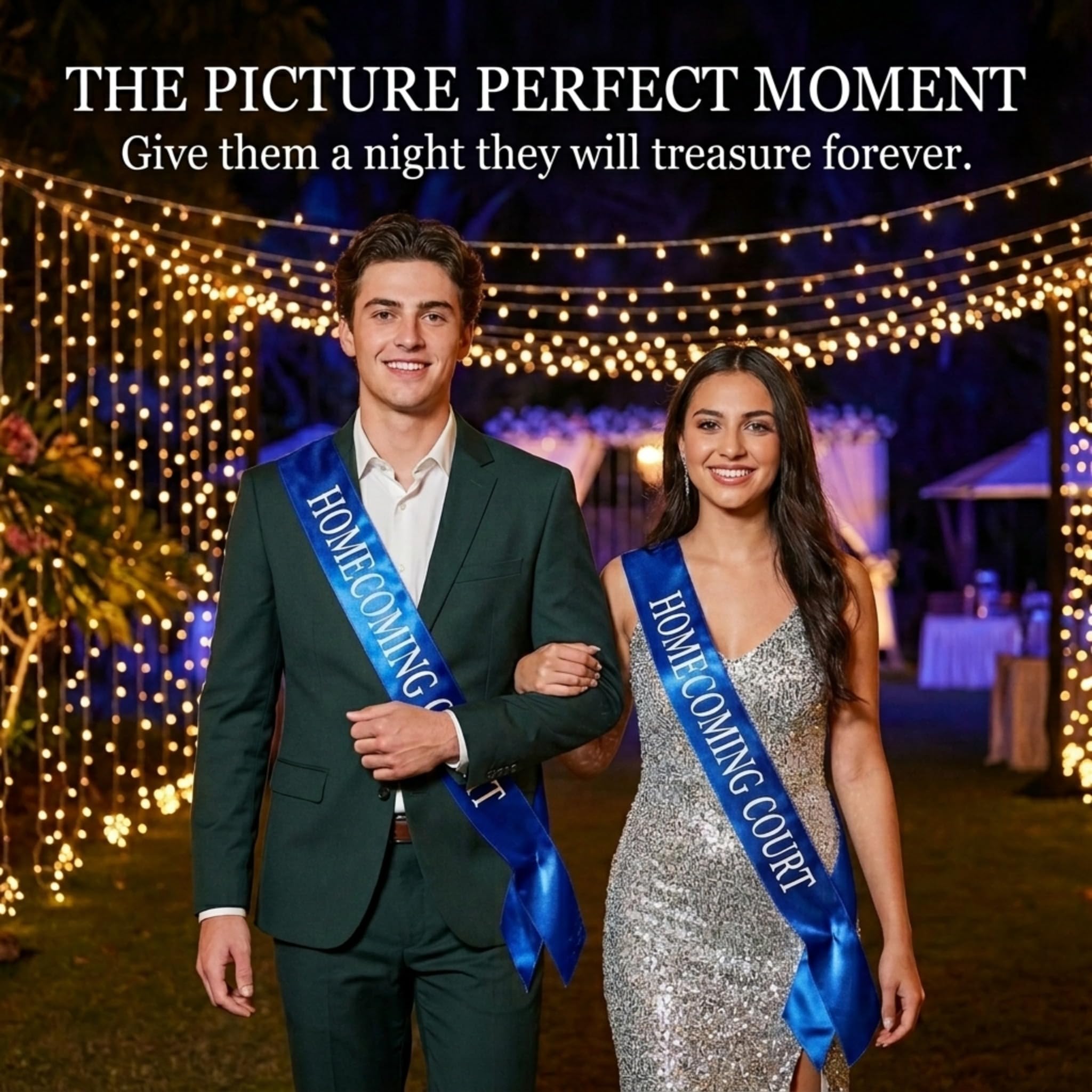 Anderson's Homecoming Court Blue Satin Sash with White Lettering, 3" x 72" Homecoming Royalty Sash for Court Coronation, Homecoming Night Accessories for Homecoming Court and Formal Events - Image 3