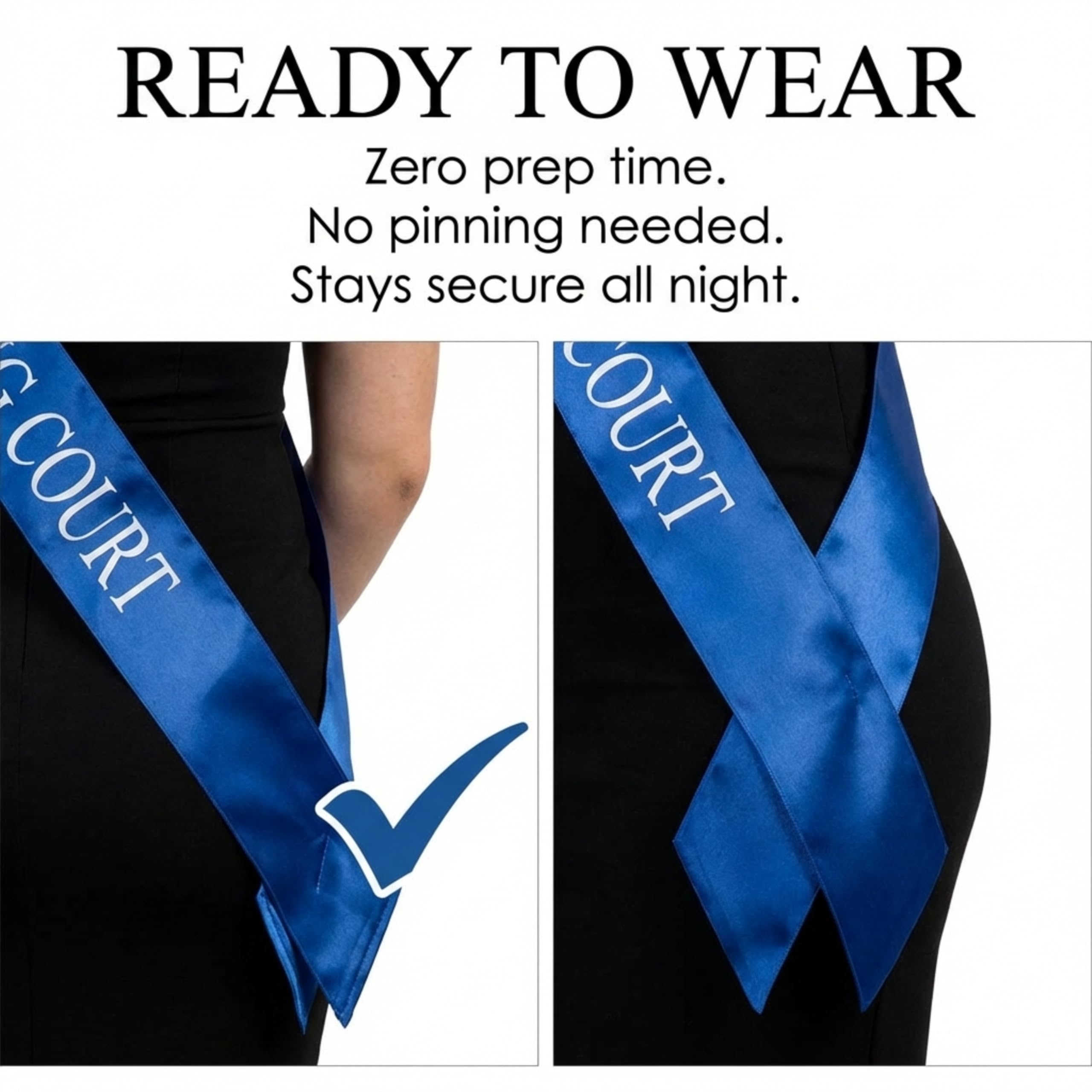 Anderson's Homecoming Court Blue Satin Sash with White Lettering, 3" x 72" Homecoming Royalty Sash for Court Coronation, Homecoming Night Accessories for Homecoming Court and Formal Events - Image 4