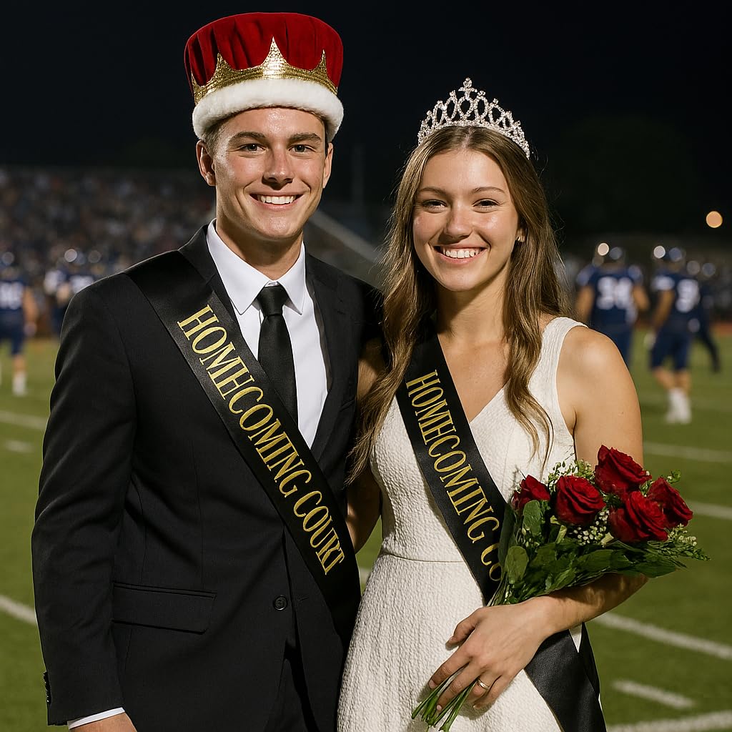 Anderson’s Homecoming Court Sash, Black Satin with Metallic Gold Foil Lettering, 3" x 72", Elegant Coronation Accessory for High School and College Homecoming King Queen Prince Princess Duke Duchess - Image 2