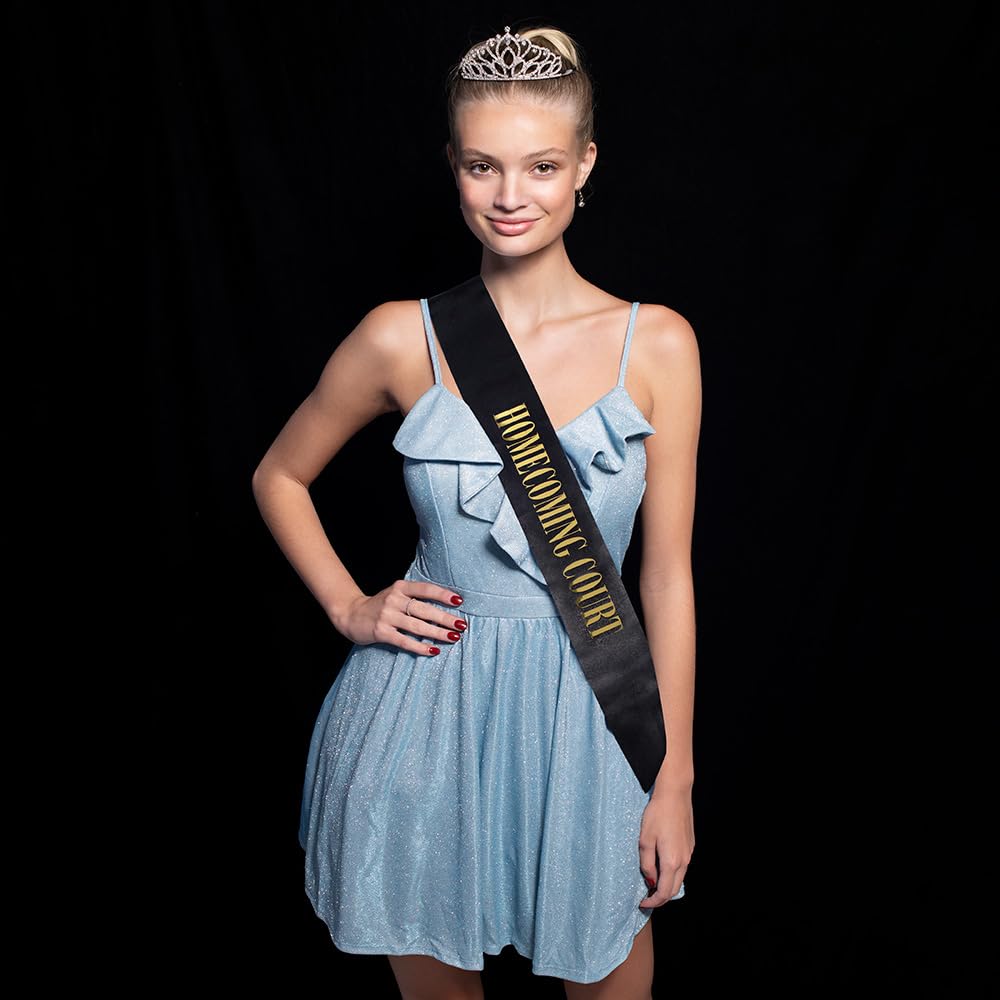 Anderson’s Homecoming Court Sash, Black Satin with Metallic Gold Foil Lettering, 3" x 72", Elegant Coronation Accessory for High School and College Homecoming King Queen Prince Princess Duke Duchess - Image 3