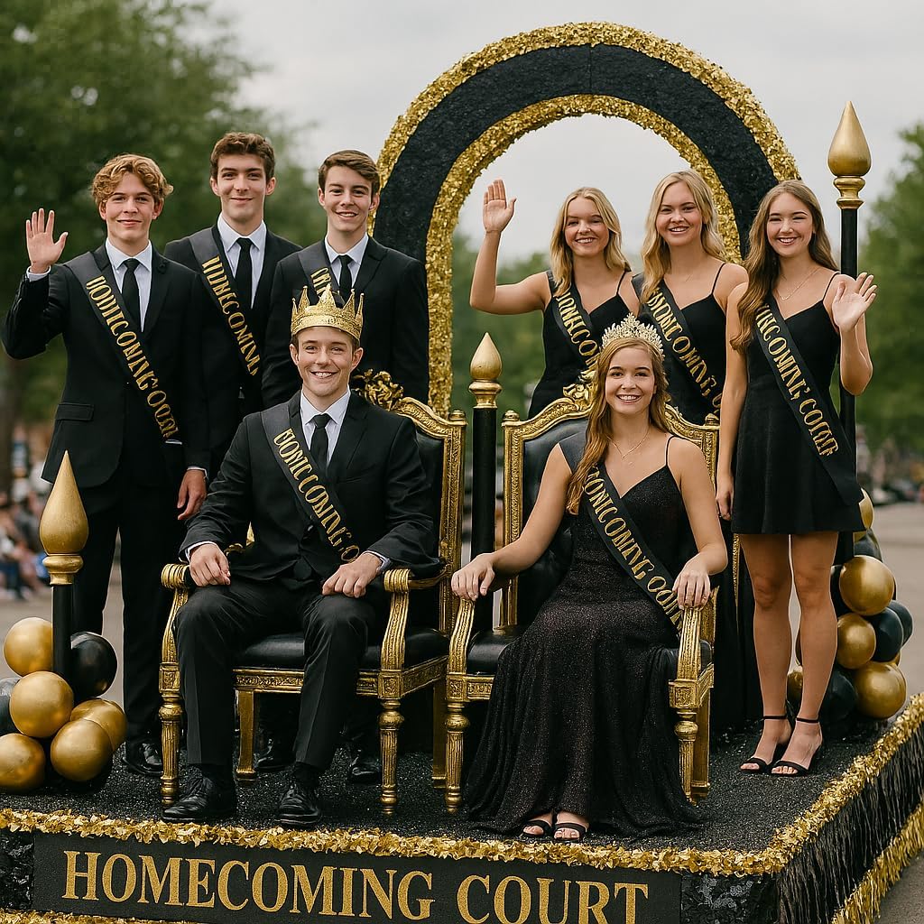 Anderson’s Homecoming Court Sash, Black Satin with Metallic Gold Foil Lettering, 3" x 72", Elegant Coronation Accessory for High School and College Homecoming King Queen Prince Princess Duke Duchess - Image 4