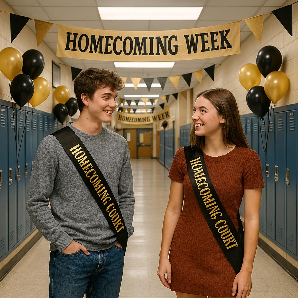 Anderson’s Homecoming Court Sash, Black Satin with Metallic Gold Foil Lettering, 3" x 72", Elegant Coronation Accessory for High School and College Homecoming King Queen Prince Princess Duke Duchess - Image 7