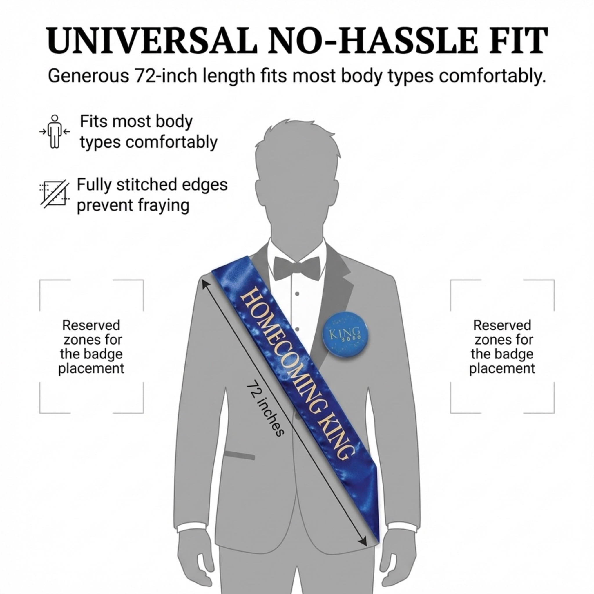 Anderson’s Homecoming King 2026 Court Set with Blue & Gold Satin Sash, Keepsake Button, High School Sash and Button for Homecoming Court, School Dance, Parade, Costume, Event, 2 Piece Set - Image 8