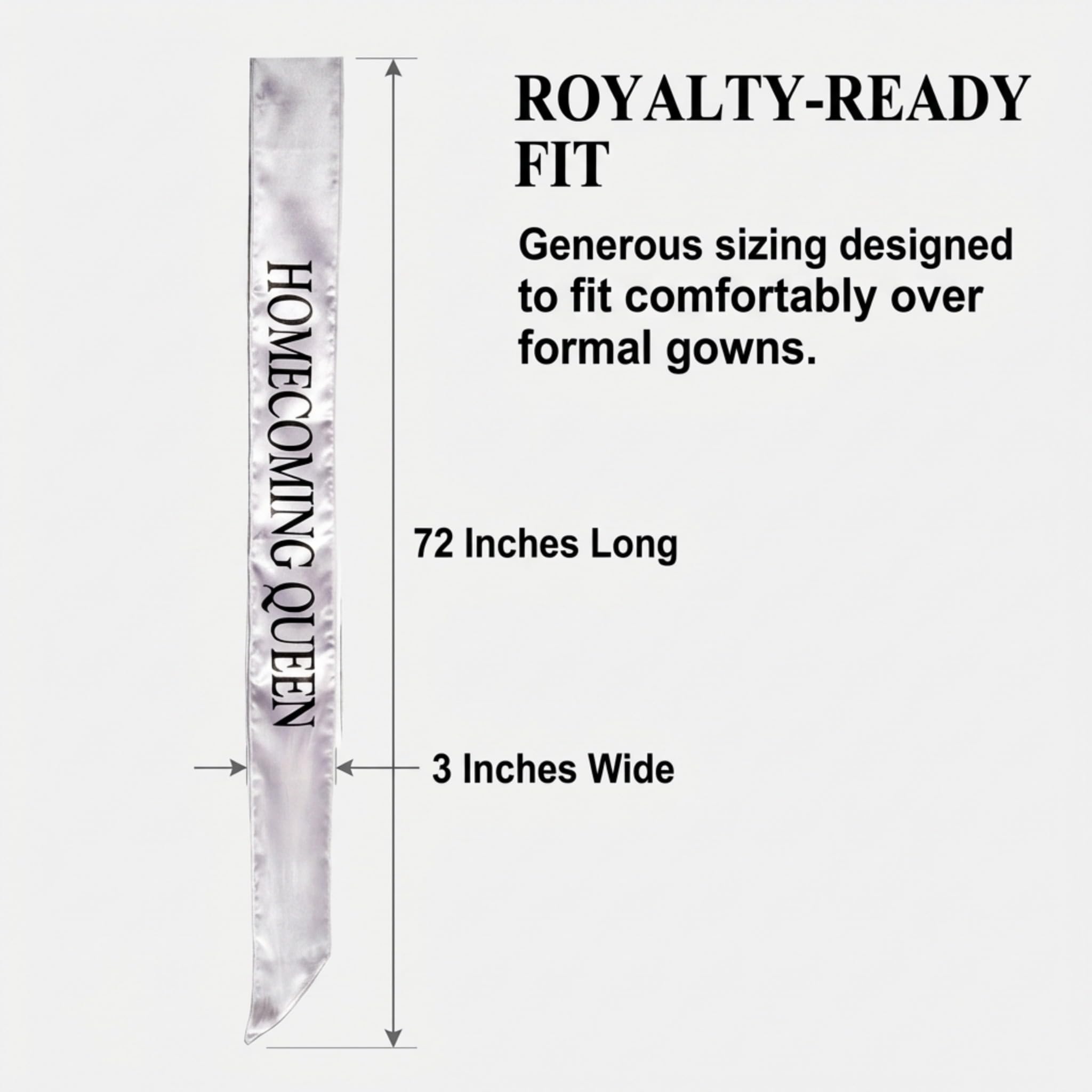 Anderson's Homecoming Queen Silver Satin Sash with Black Lettering, 3" x 72" Homecoming Royalty Sash for Queen Coronation, Homecoming Night Accessories for Homecoming Court and Formal Events - Image 6
