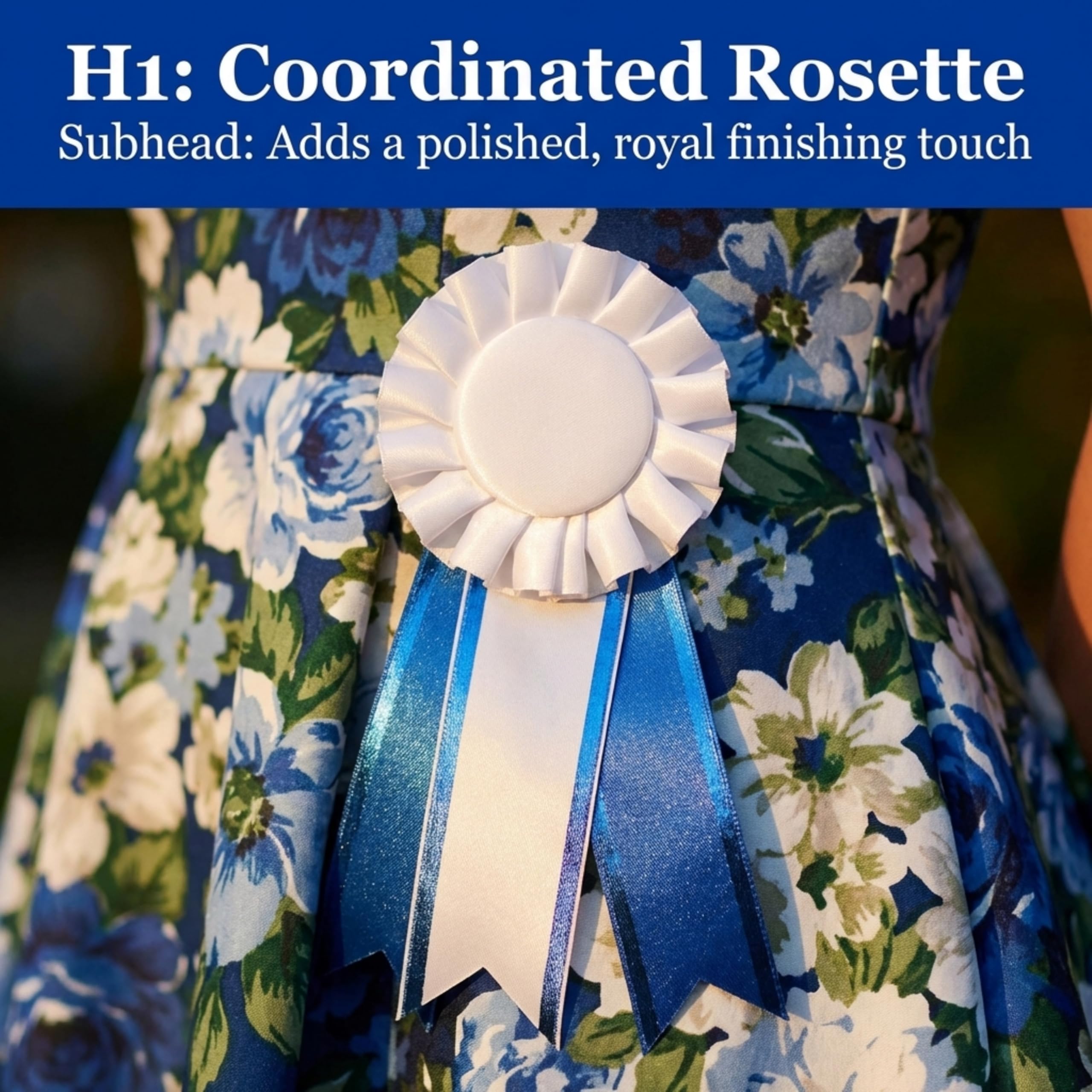 Anderson's Homecoming Queen White Satin Sash and Rosette Set, Metallic Blue Lettering, Elegant Coronation Accessories and 3" x 72" Homecoming Queen Sash for Homecoming Coronation, 2 Piece Set - Image 7