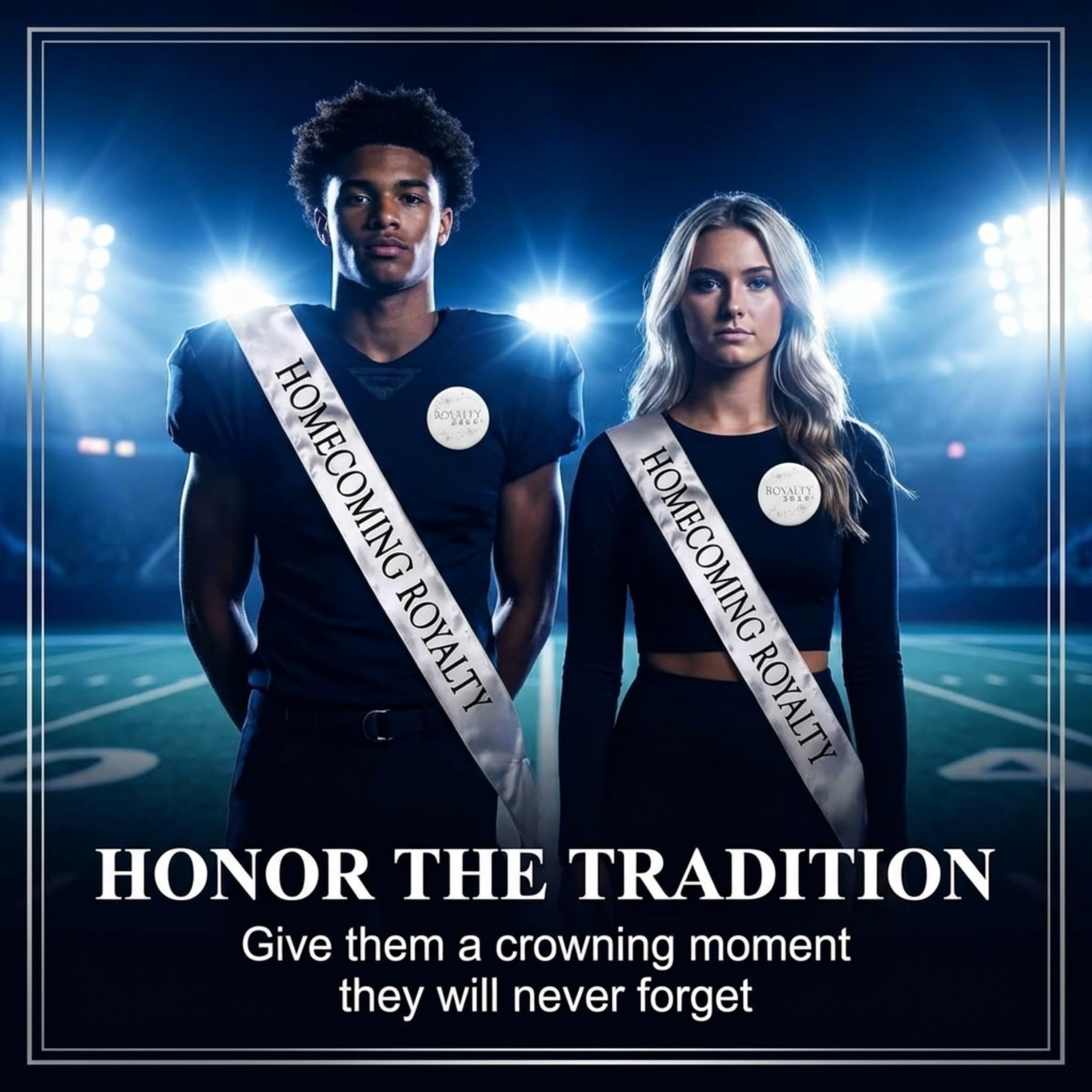 Anderson’s Homecoming Royalty 2026 Court Set with Silver & Black Satin Sash, White Keepsake Button, High School Sash & Button for Homecoming Court, School Dance, Parade, Costume, Event, 2 Piece Set - Image 5