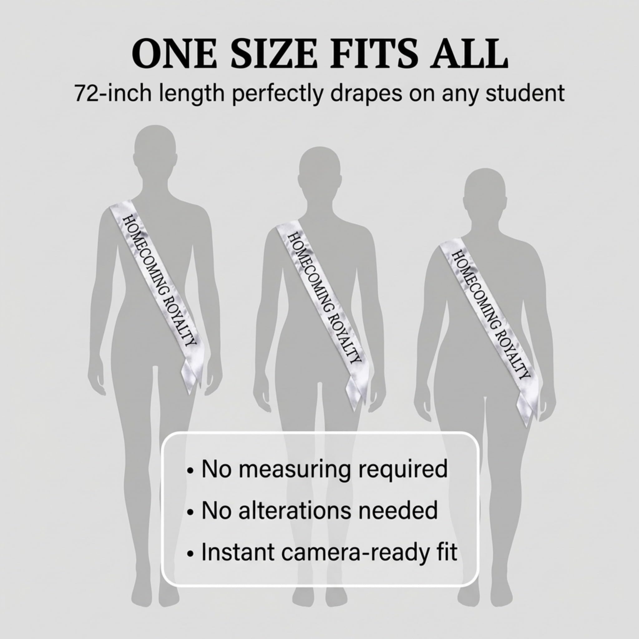 Anderson’s Homecoming Royalty 2026 Court Set with Silver & Black Satin Sash, White Keepsake Button, High School Sash & Button for Homecoming Court, School Dance, Parade, Costume, Event, 2 Piece Set - Image 6