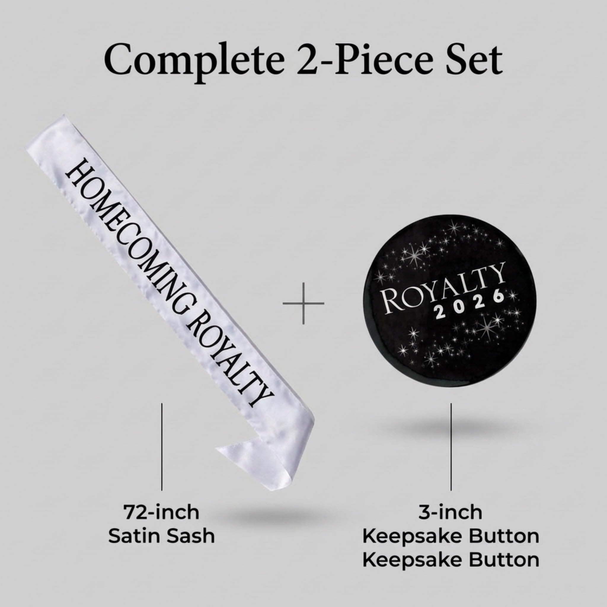 Anderson’s Homecoming Royalty 2026 Court Set with White & Black Satin Sash, Keepsake Button, High School Sash and Button for Homecoming Court, School Dance, Parade, Costume, Event, 2 Piece Set - Image 5