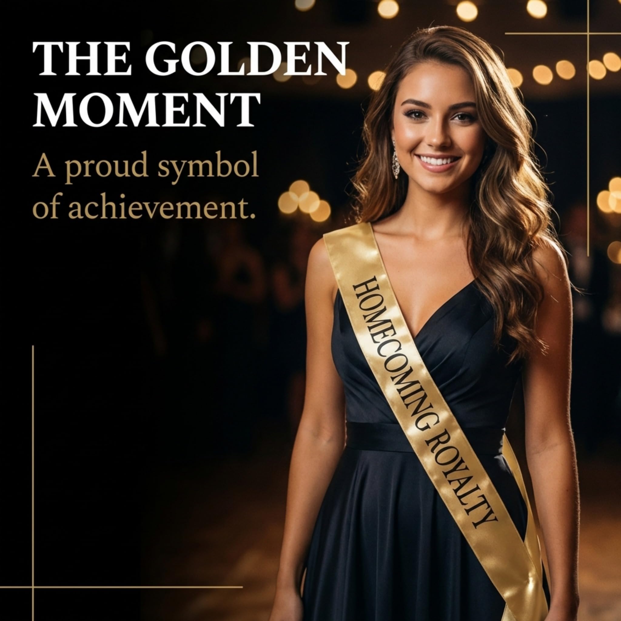 Anderson's Homecoming Royalty Gold Satin Sash with Black Imprint, 3" x 72" Homecoming Royalty Sash for Royalty Coronation, Homecoming Night Accessories for Homecoming Court and Formal Events - Image 3
