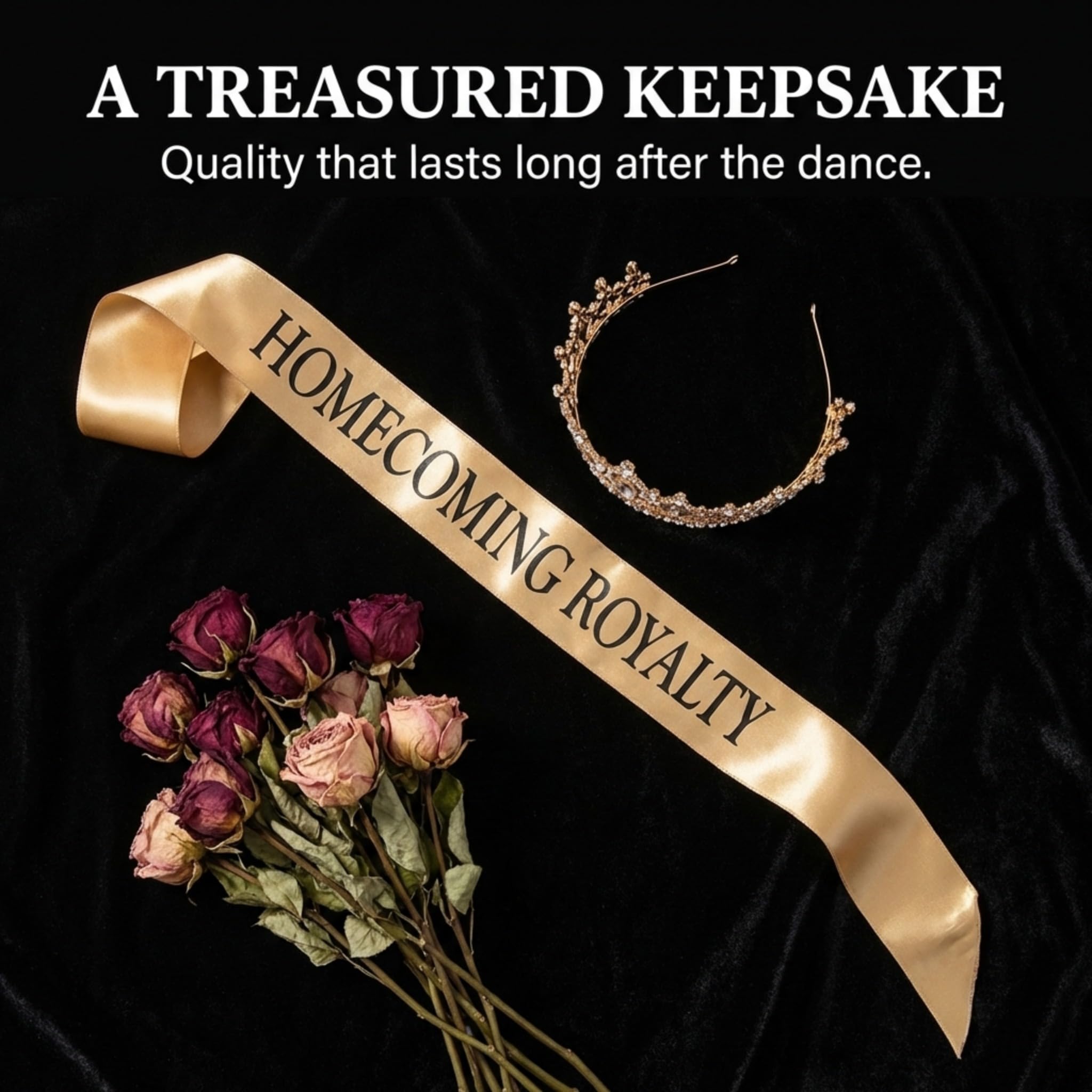 Anderson's Homecoming Royalty Gold Satin Sash with Black Imprint, 3" x 72" Homecoming Royalty Sash for Royalty Coronation, Homecoming Night Accessories for Homecoming Court and Formal Events - Image 4