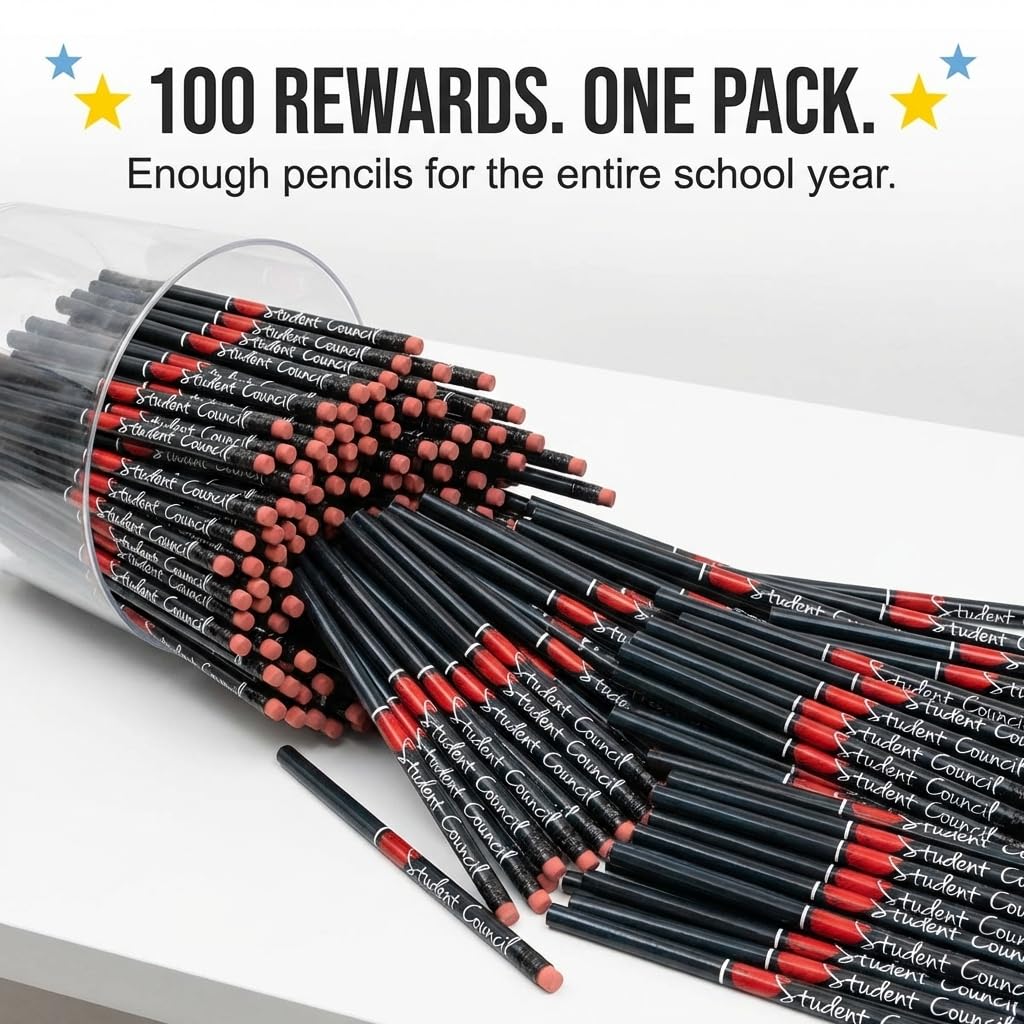 Anderson's, I Heart Student Council Pencils, Set of 100, School Pencils, Student Awards, Recognition - Image 3