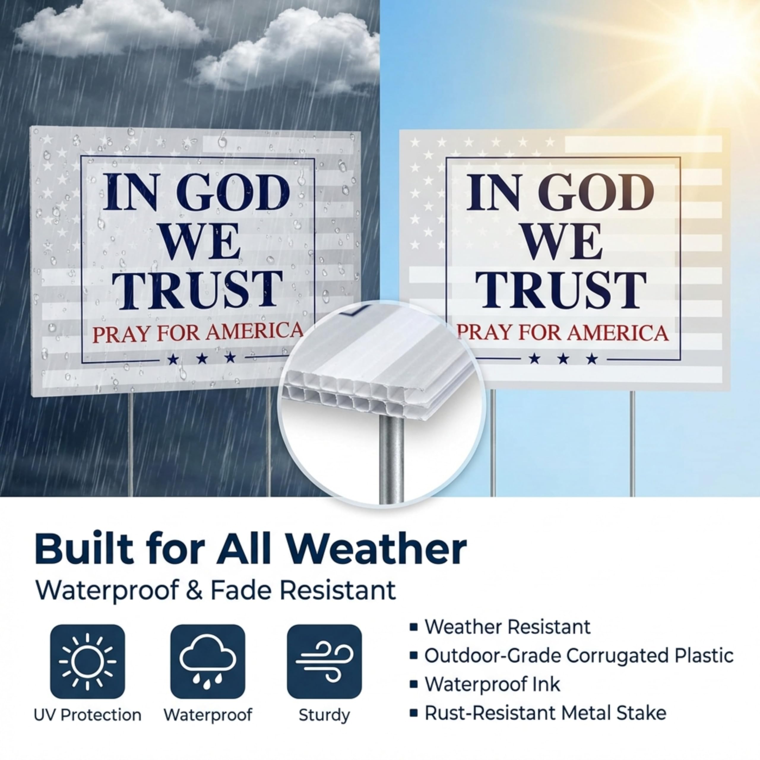Anderson's In God We Trust Pray for America Yard Sign, 18 Inches x 14 Inches, Lawn Décor, Religious Signs - Image 3