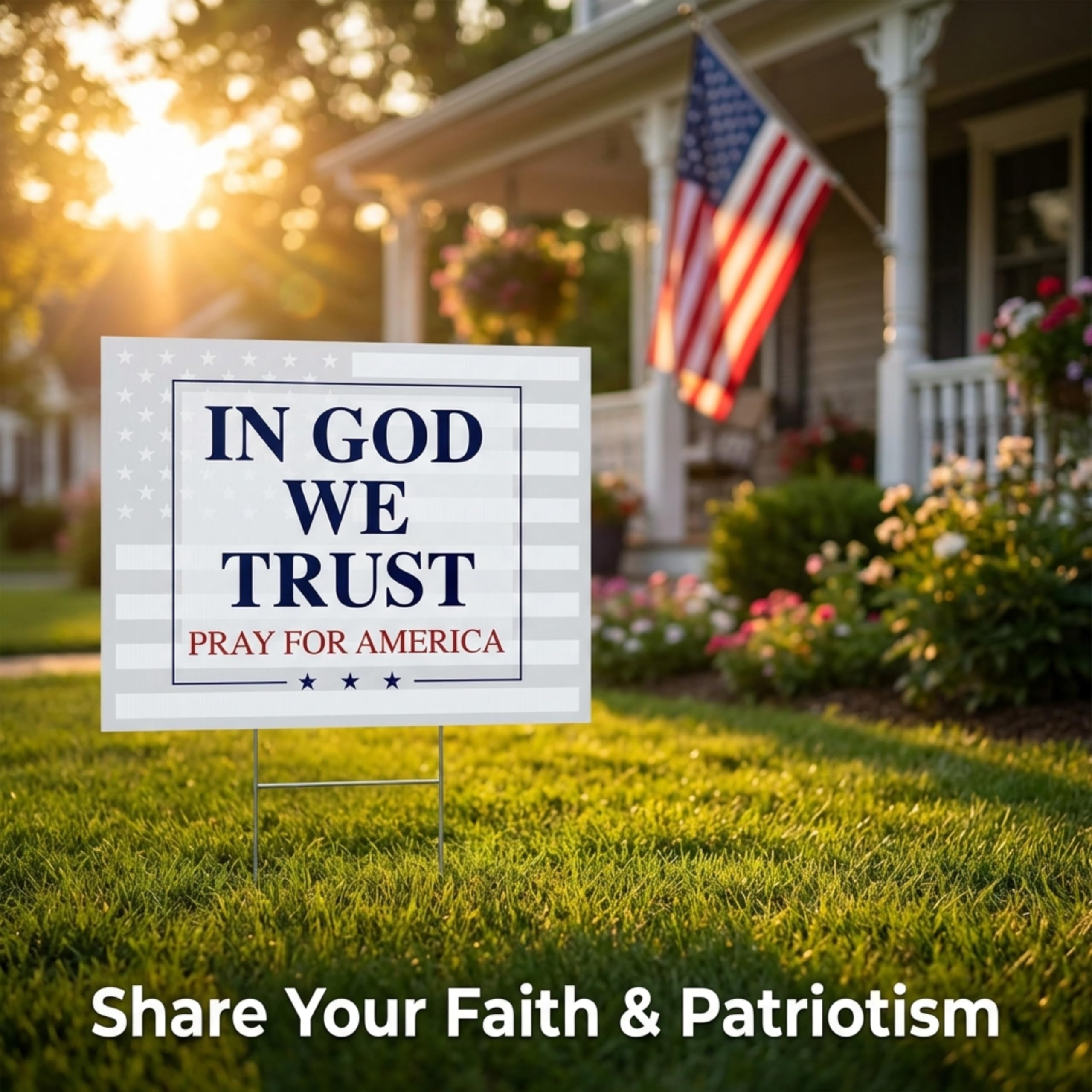 Anderson's In God We Trust Pray for America Yard Sign, 18 Inches x 14 Inches, Lawn Décor, Religious Signs - Image 5