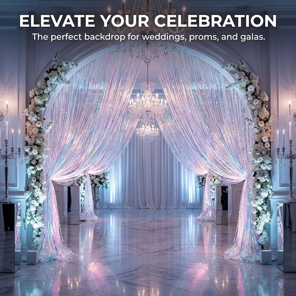 Anderson's Iridescent Curtain Wedding Decoration, 36 Inches x 8 Feet - Image 6