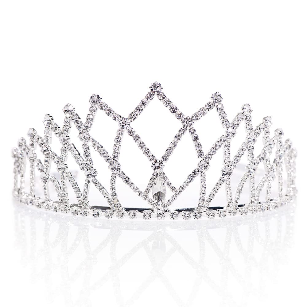 Anderson's Isadora Rhinestone Tiara, 2 ⅝" High Silver Metal Crown with Sparkling Clear Rhinestones, Adjustable Fit & Removable Comfort Combs, Perfect for Prom, Homecoming, Weddings, Pageants, Quinceañeras, and Special Occasions