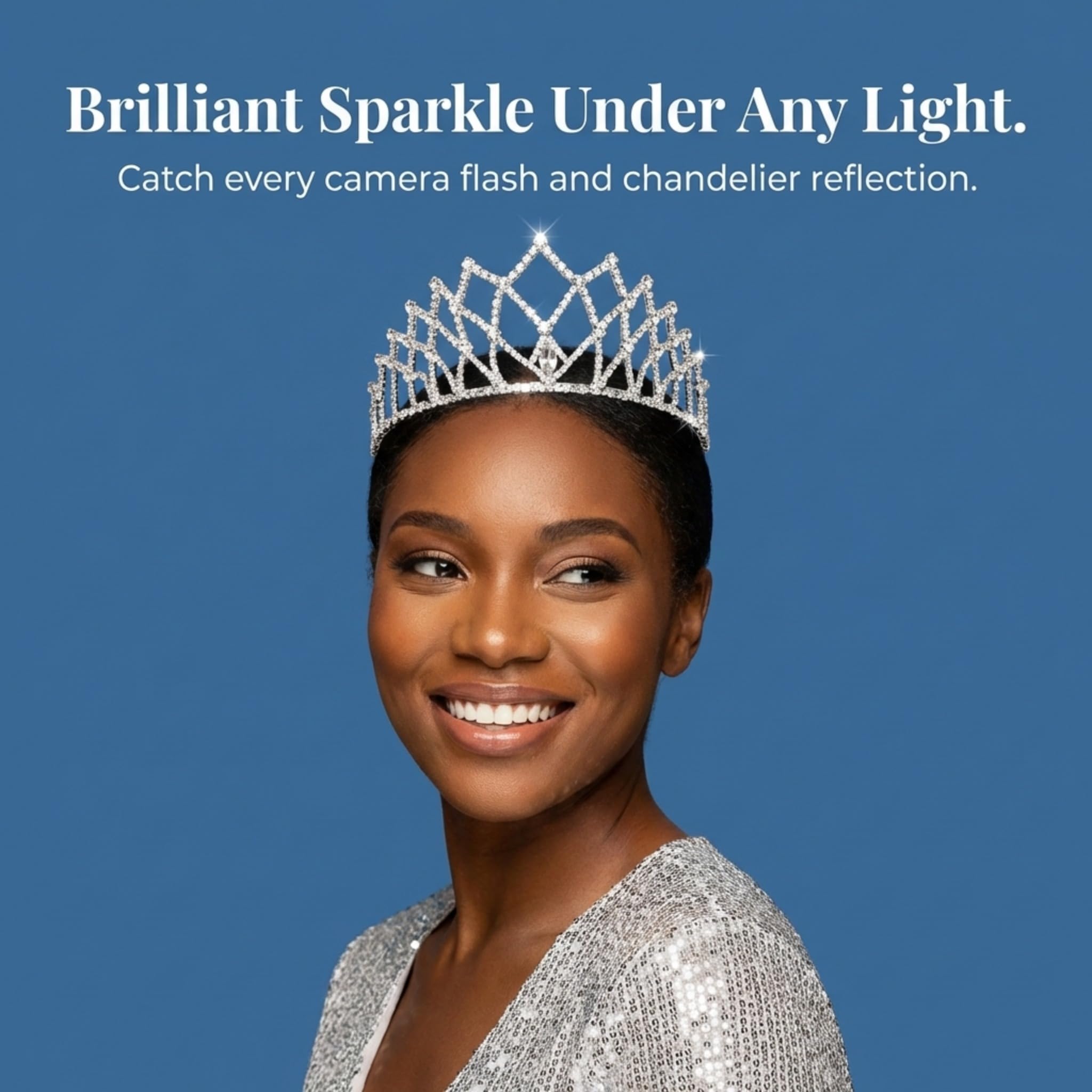 Anderson's Isadora Rhinestone Tiara, 2 ⅝" High Silver Metal Crown with Sparkling Clear Rhinestones, Adjustable Fit & Removable Comfort Combs, Perfect for Prom, Homecoming, Weddings, Pageants, Quinceañeras, and Special Occasions - Image 2