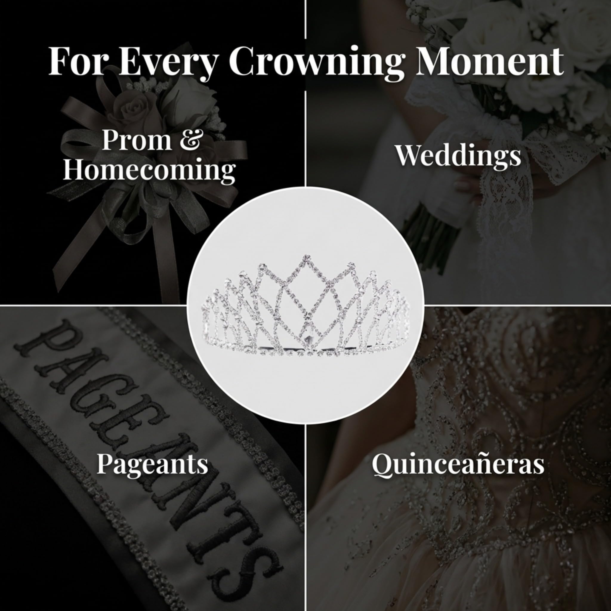 Anderson's Isadora Rhinestone Tiara, 2 ⅝" High Silver Metal Crown with Sparkling Clear Rhinestones, Adjustable Fit & Removable Comfort Combs, Perfect for Prom, Homecoming, Weddings, Pageants, Quinceañeras, and Special Occasions - Image 4