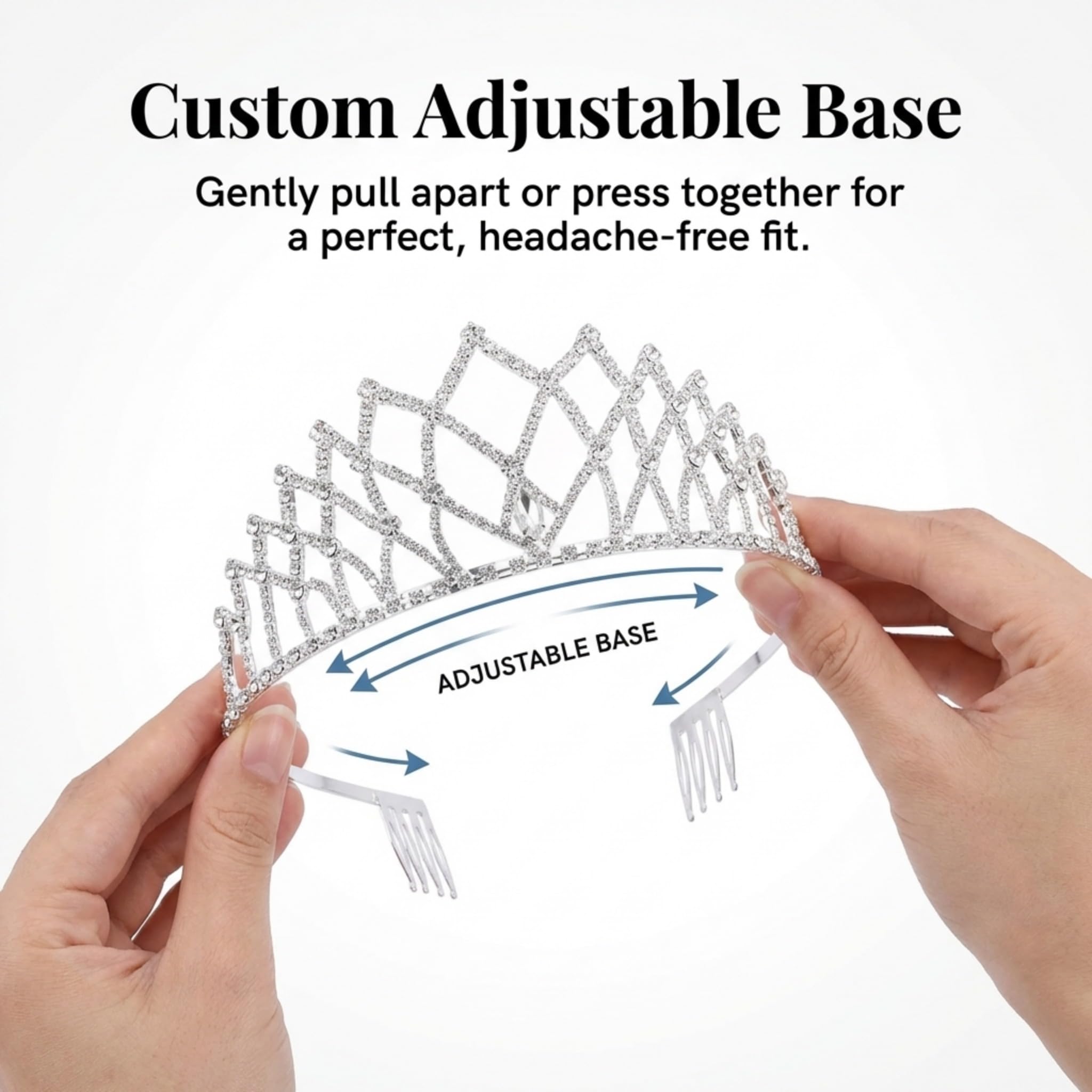 Anderson's Isadora Rhinestone Tiara, 2 ⅝" High Silver Metal Crown with Sparkling Clear Rhinestones, Adjustable Fit & Removable Comfort Combs, Perfect for Prom, Homecoming, Weddings, Pageants, Quinceañeras, and Special Occasions - Image 5