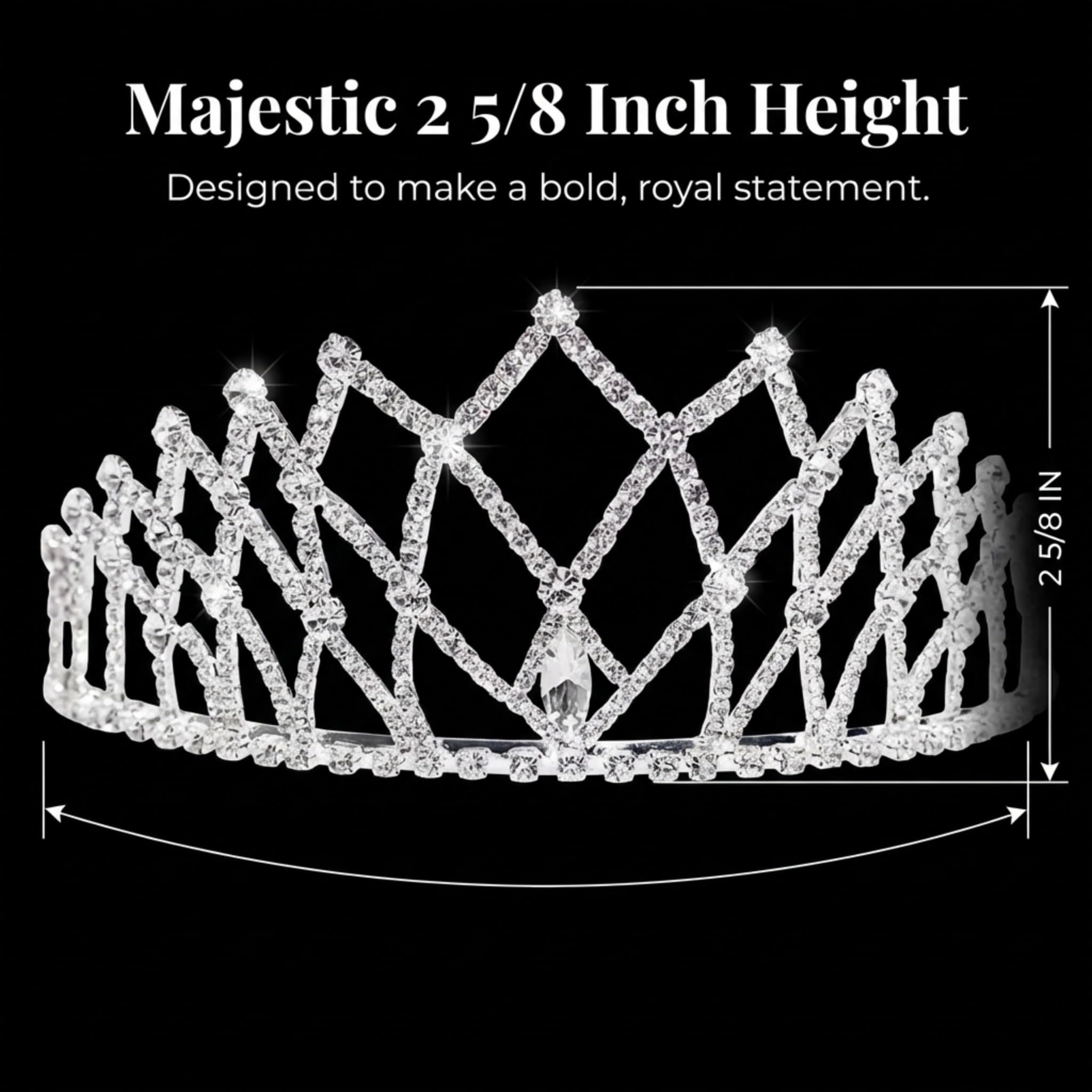 Anderson's Isadora Rhinestone Tiara, 2 ⅝" High Silver Metal Crown with Sparkling Clear Rhinestones, Adjustable Fit & Removable Comfort Combs, Perfect for Prom, Homecoming, Weddings, Pageants, Quinceañeras, and Special Occasions - Image 6