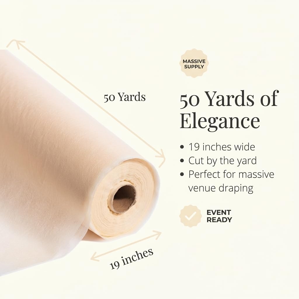 Anderson's Ivory Flame Retardant Gossamer Fabric Roll, 19" x 50 Yard roll, Sheer Fabric for Wedding Decorations, Baby Shower, Gender Reveal, Prom, Homecoming, Event Photo Backdrops, Drapes - Image 3