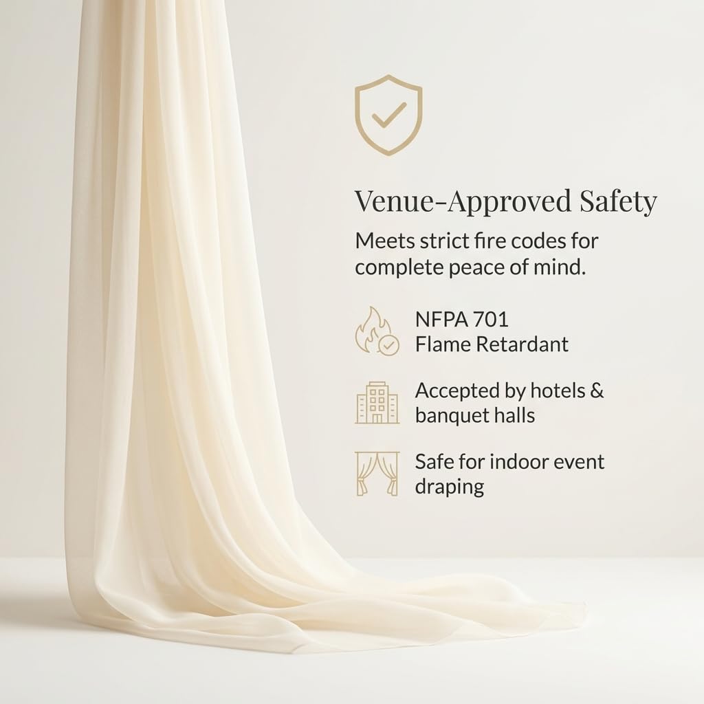 Anderson's Ivory Flame Retardant Gossamer Fabric Roll, 19" x 50 Yard roll, Sheer Fabric for Wedding Decorations, Baby Shower, Gender Reveal, Prom, Homecoming, Event Photo Backdrops, Drapes - Image 4