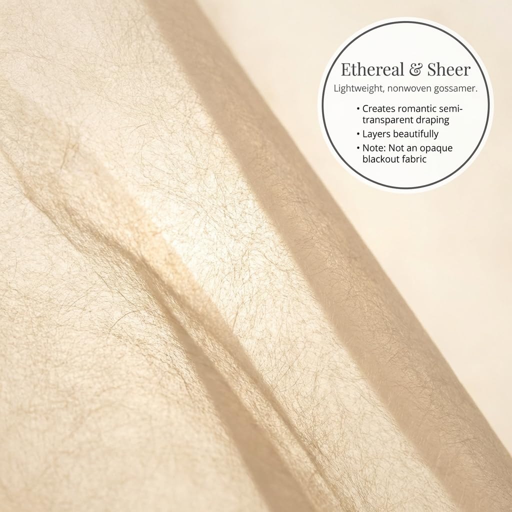 Anderson's Ivory Flame Retardant Gossamer Fabric Roll, 19" x 50 Yard roll, Sheer Fabric for Wedding Decorations, Baby Shower, Gender Reveal, Prom, Homecoming, Event Photo Backdrops, Drapes - Image 5