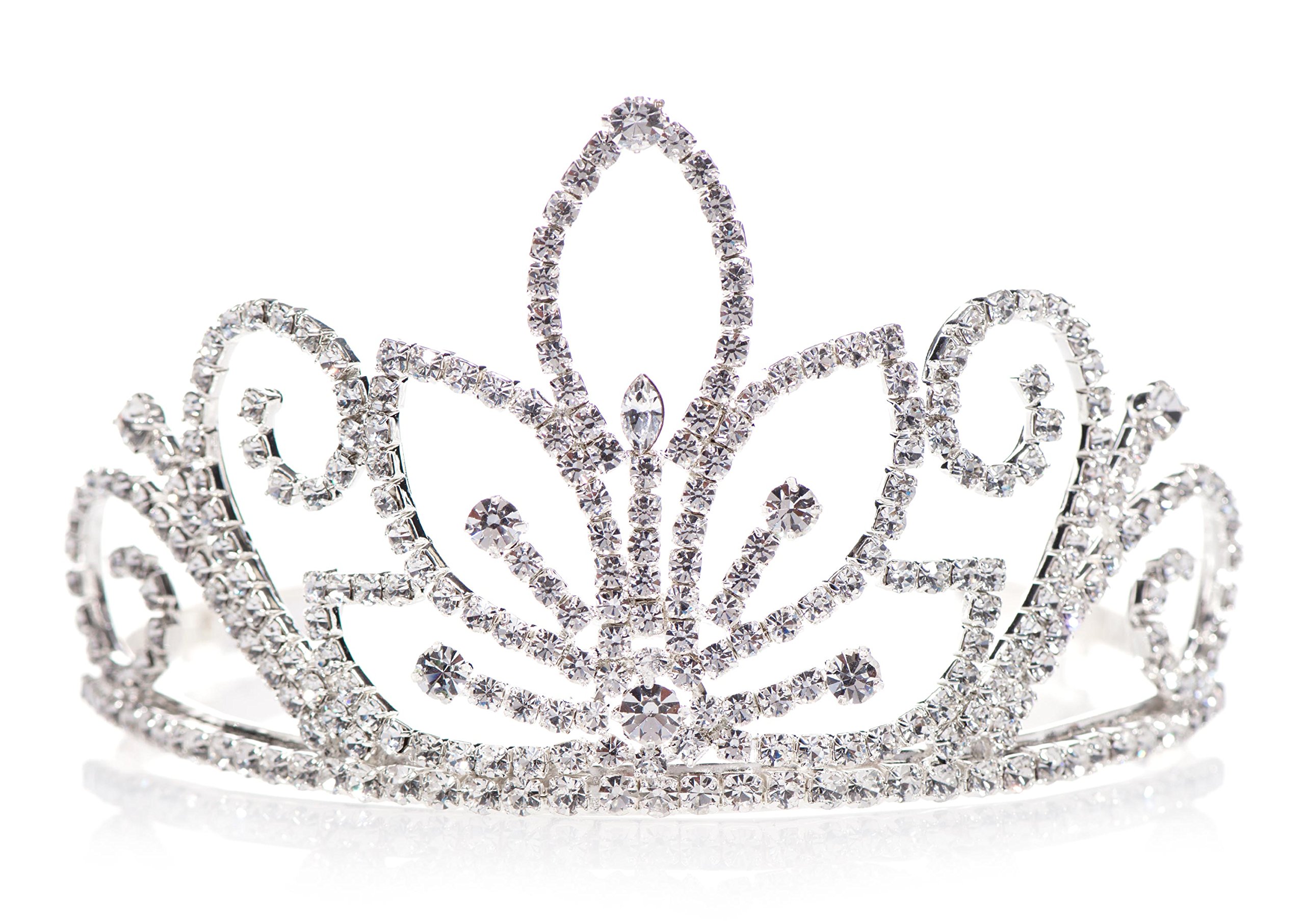 Anderson's Janet Rhinestone Tiara, Sparkling 2.75-Inch Silver Crown with Swirling Clear Faux Diamonds, Adjustable Band & Comfort Combs, Perfect for Proms, Homecomings, Weddings, Pageants & Special Events