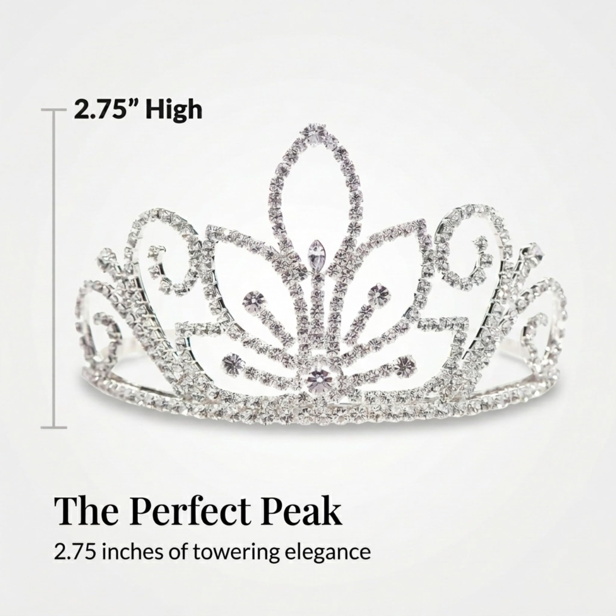 Anderson's Janet Rhinestone Tiara, Sparkling 2.75-Inch Silver Crown with Swirling Clear Faux Diamonds, Adjustable Band & Comfort Combs, Perfect for Proms, Homecomings, Weddings, Pageants & Special Events - Image 5