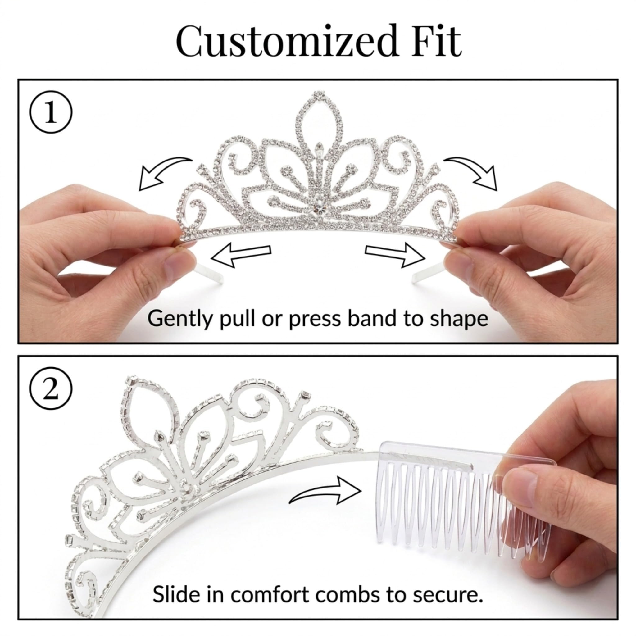 Anderson's Janet Rhinestone Tiara, Sparkling 2.75-Inch Silver Crown with Swirling Clear Faux Diamonds, Adjustable Band & Comfort Combs, Perfect for Proms, Homecomings, Weddings, Pageants & Special Events - Image 7